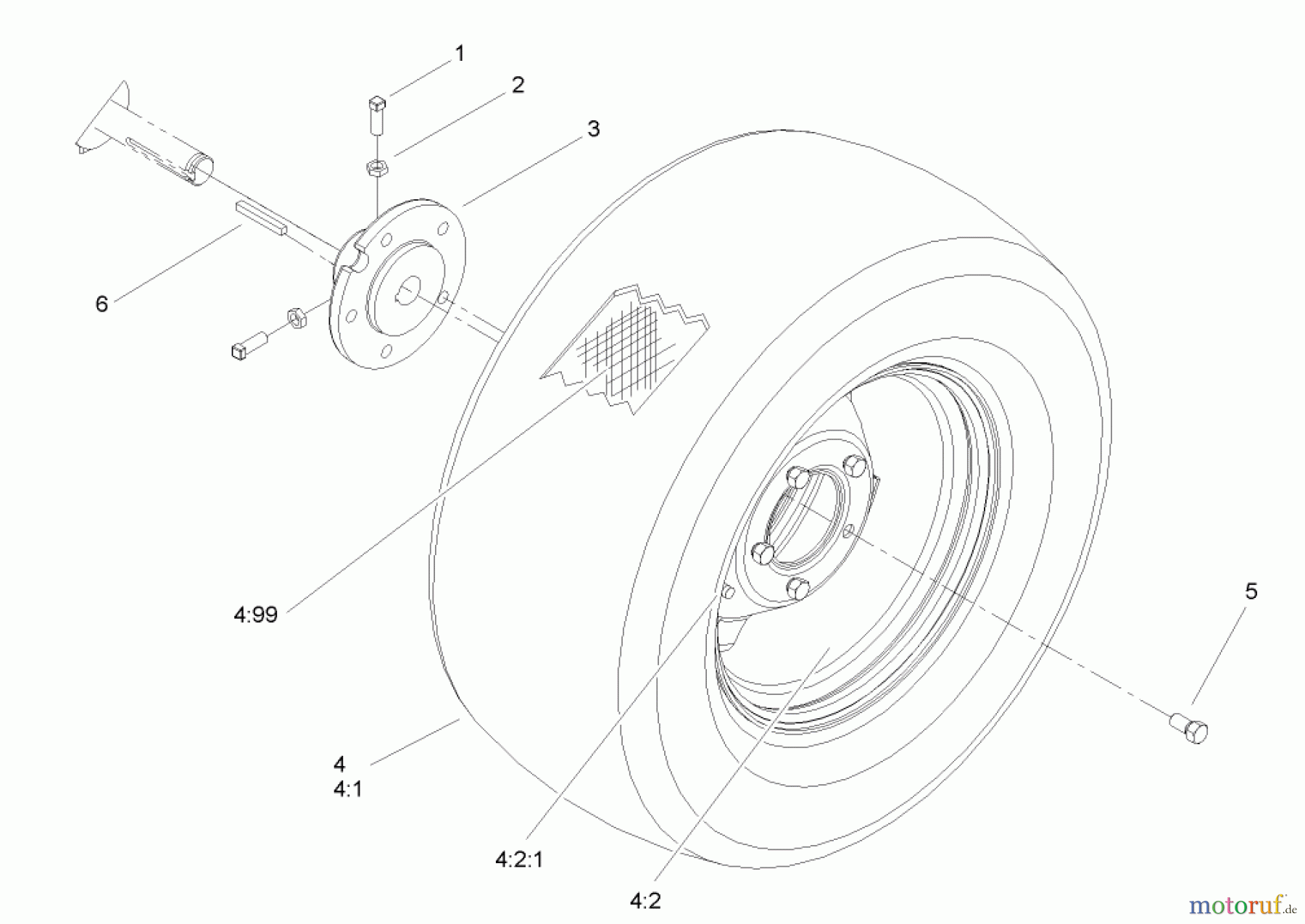  Toro Neu Mowers, Lawn & Garden Tractor Seite 1 72212 (419XT) - Toro 419XT Garden Tractor, 2004 (240000001-240999999) REAR WHEEL ASSEMBLY