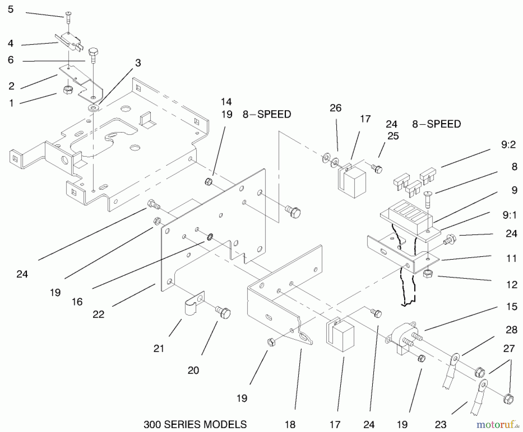  Toro Neu Mowers, Lawn & Garden Tractor Seite 1 73363 (312-8) - Toro 312-8 Garden Tractor, 1997 (7900001-7999999) HOODSTAND ELECTRICAL HOUSING & WIRE HARNESS