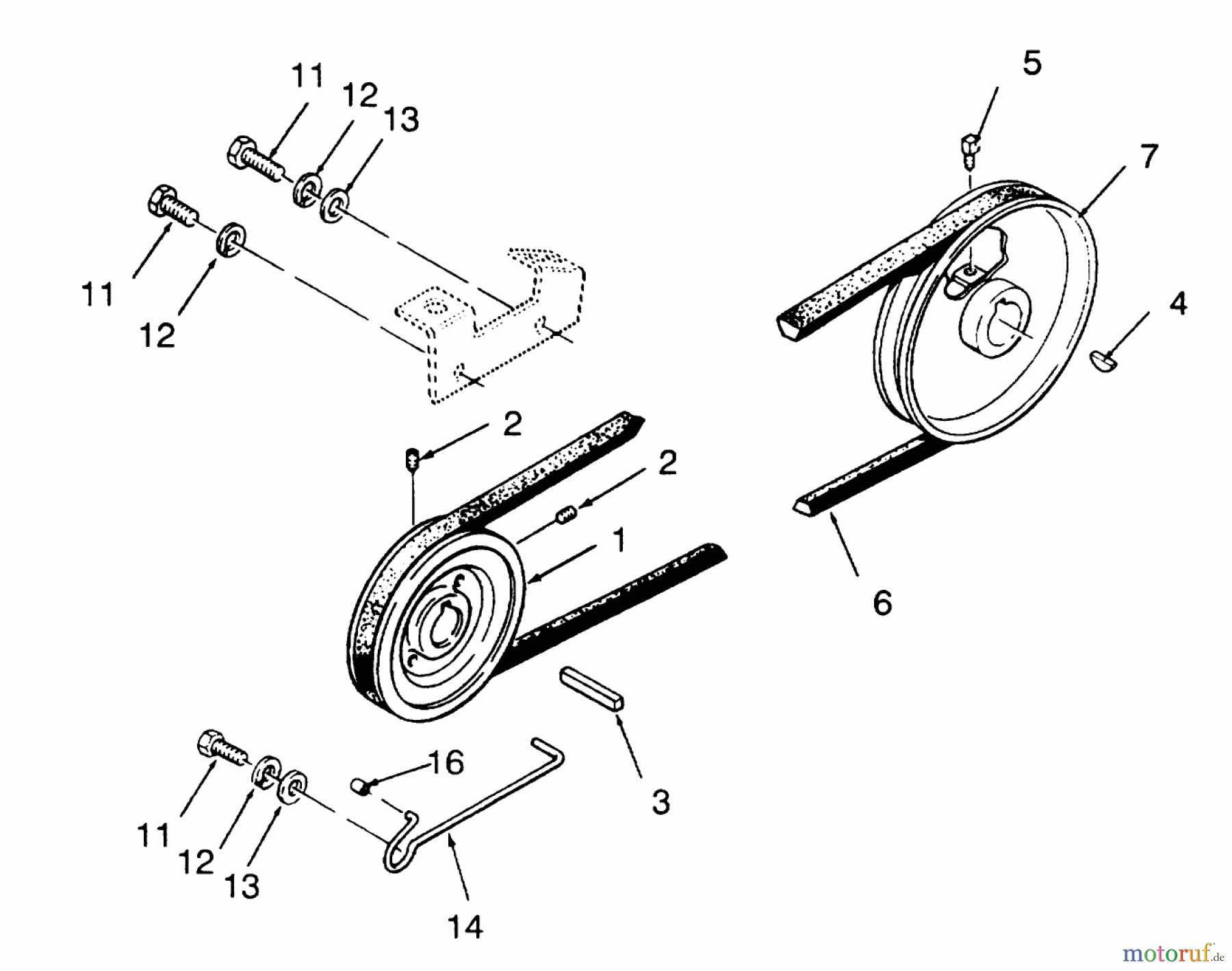  Toro Neu Mowers, Lawn & Garden Tractor Seite 1 73400 (314-8) - Toro 314-8 Garden Tractor, 1993 (3900001-3999999) DRIVE BELT AND PULLEYS