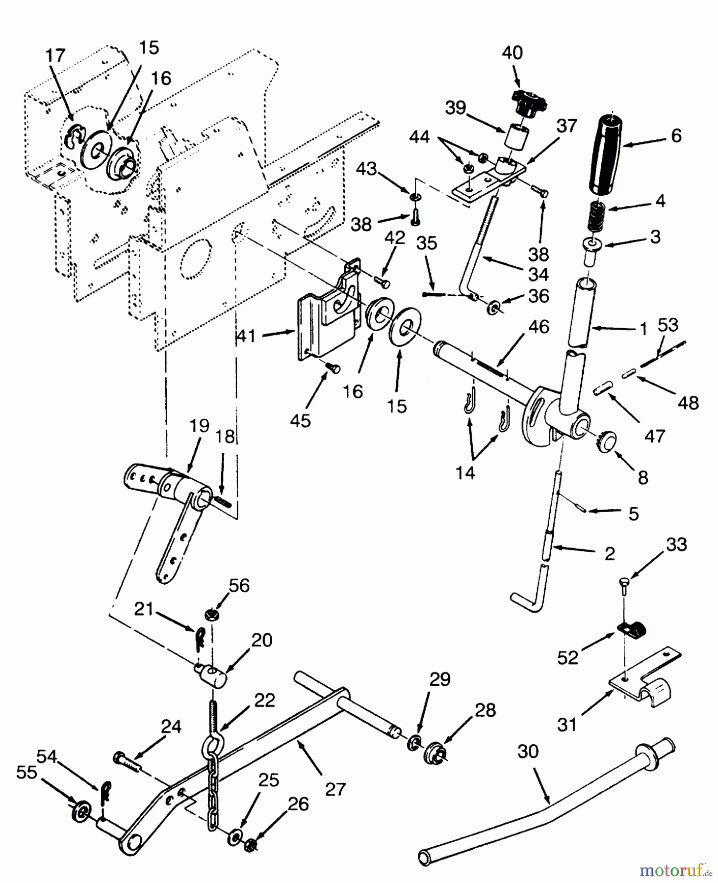  Toro Neu Mowers, Lawn & Garden Tractor Seite 1 73400 (314-8) - Toro 314-8 Garden Tractor, 1993 (3900001-3999999) MANUAL LIFT LINKAGE