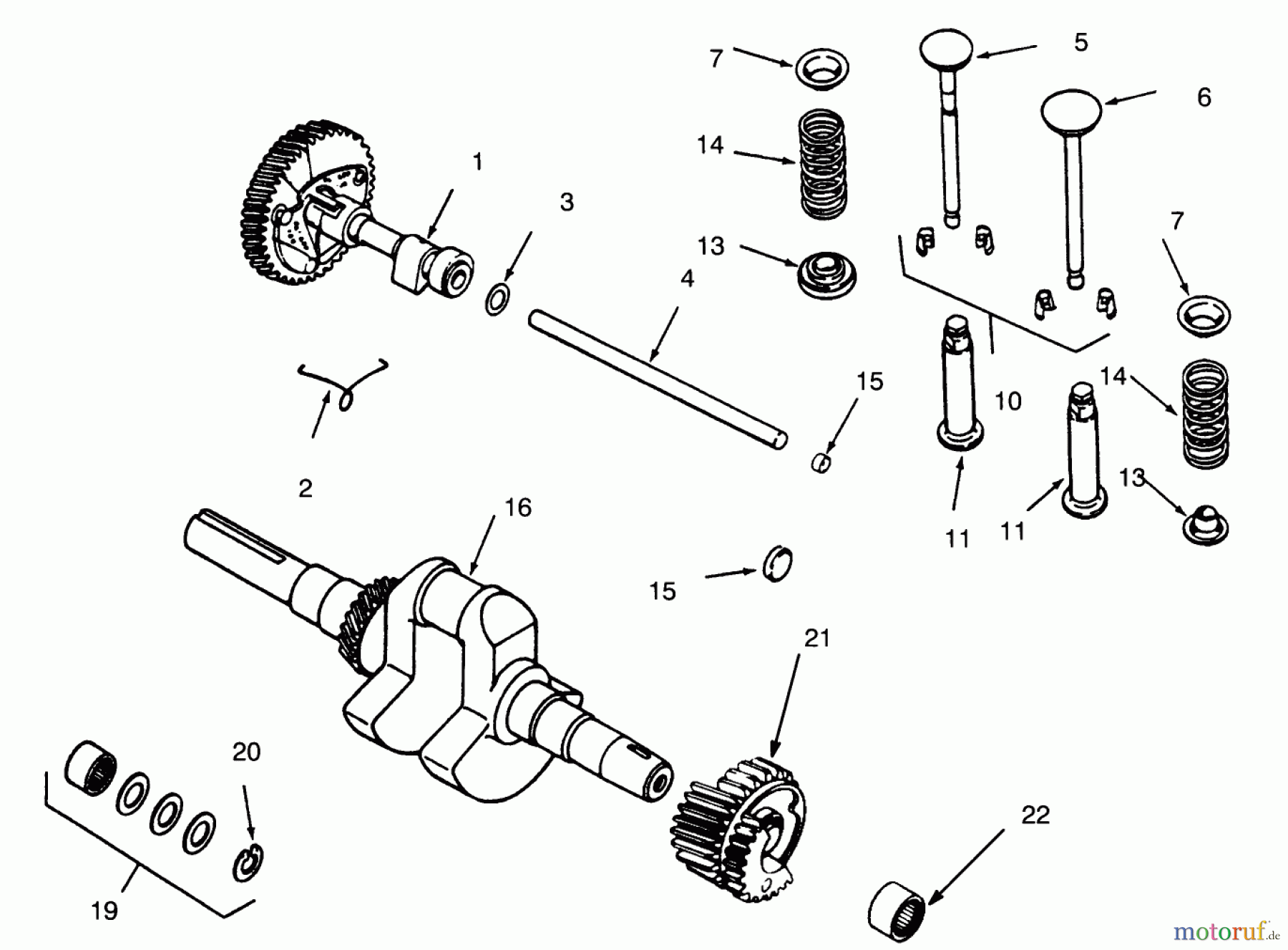  Toro Neu Mowers, Lawn & Garden Tractor Seite 1 73400 (314-8) - Toro 314-8 Garden Tractor, 1995 (5900001-5999999) CAMSHAFT, CRANKSHAFT AND VALVES