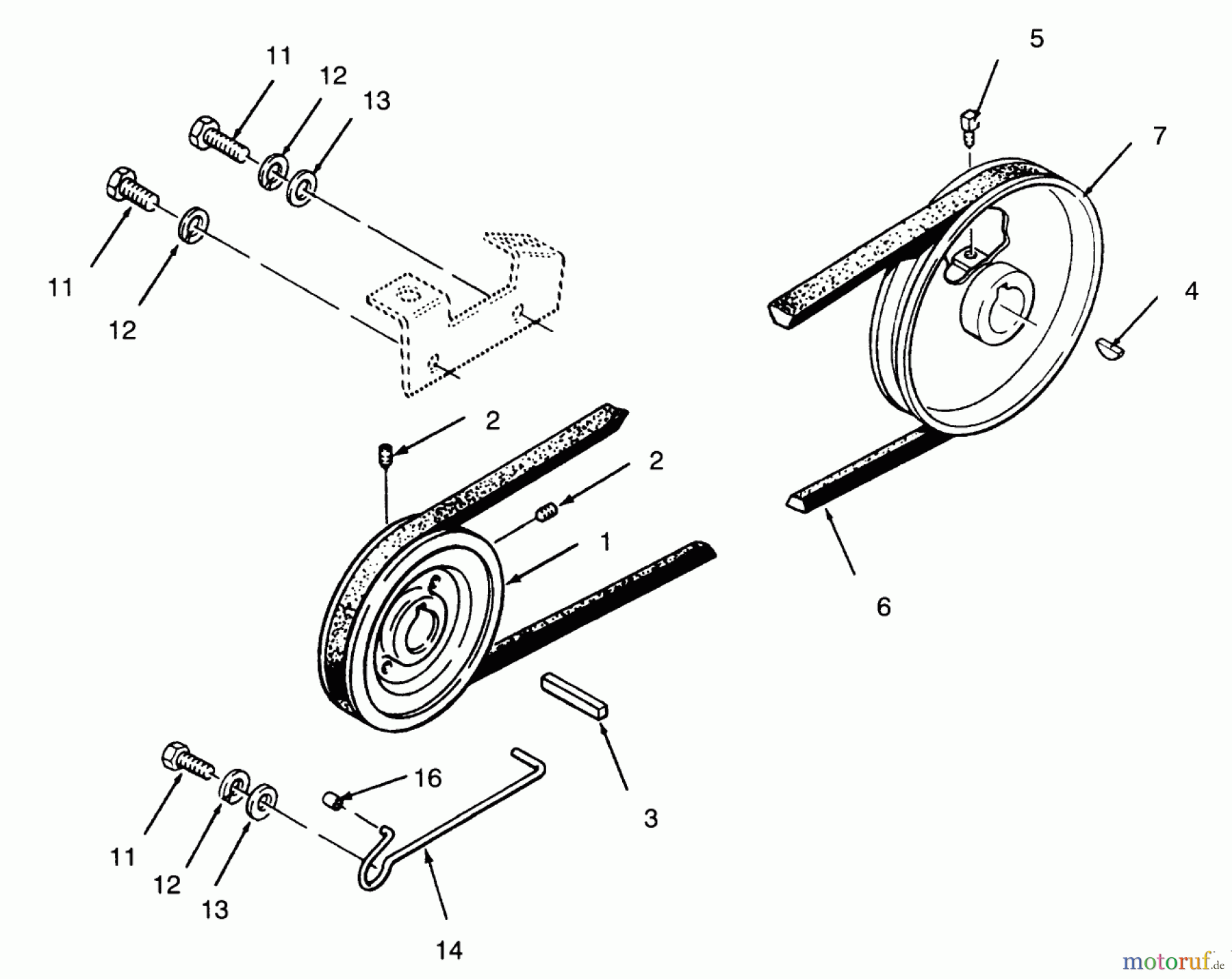  Toro Neu Mowers, Lawn & Garden Tractor Seite 1 73400 (314-8) - Toro 314-8 Garden Tractor, 1996 (SN 6900001-6999999) DRIVE BELT AND PULLEYS