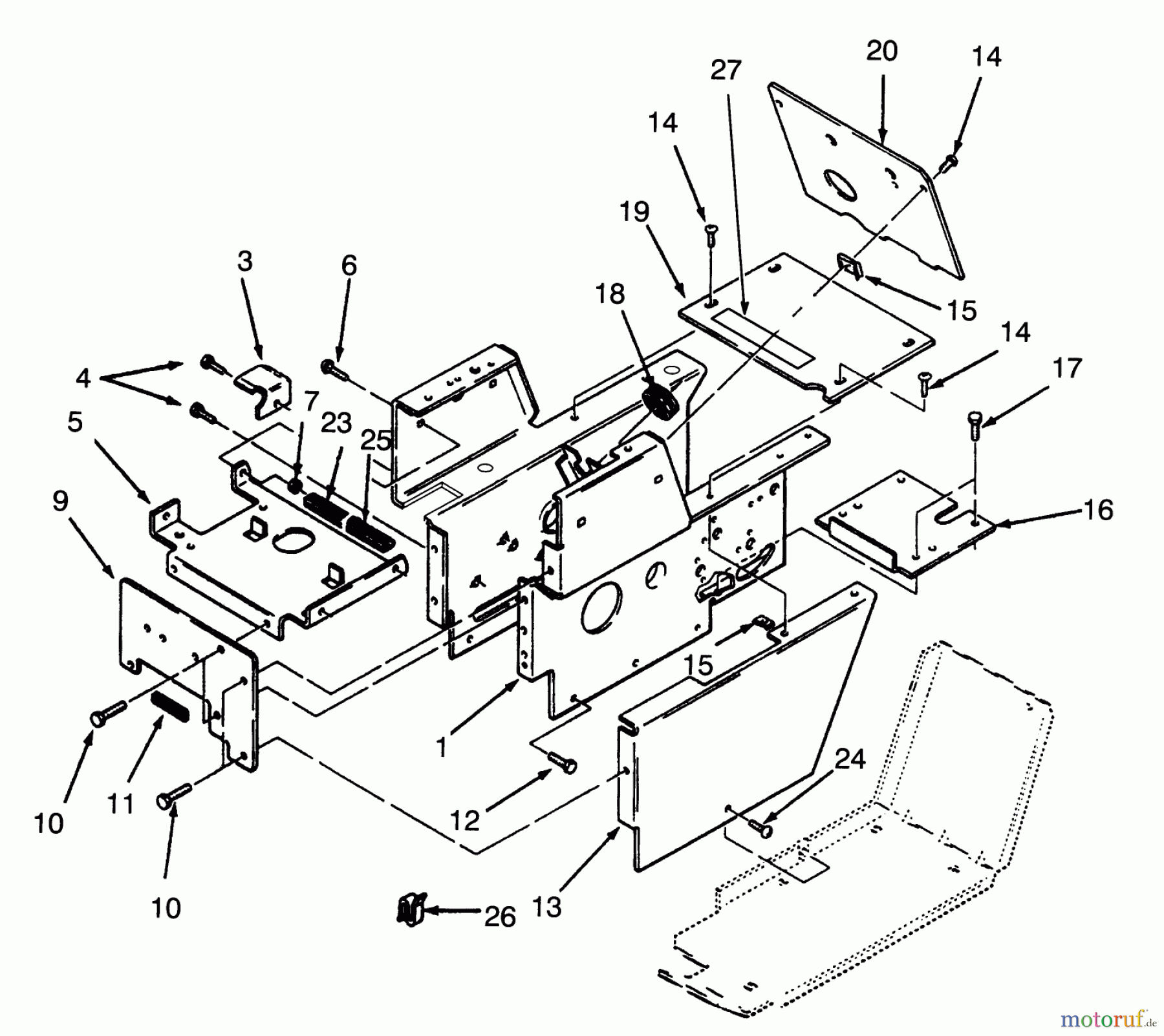  Toro Neu Mowers, Lawn & Garden Tractor Seite 1 73401 (314-H) - Toro 314-H Garden Tractor, 1993 (3900001-3999999) HOOD STAND AND SUPPORTS