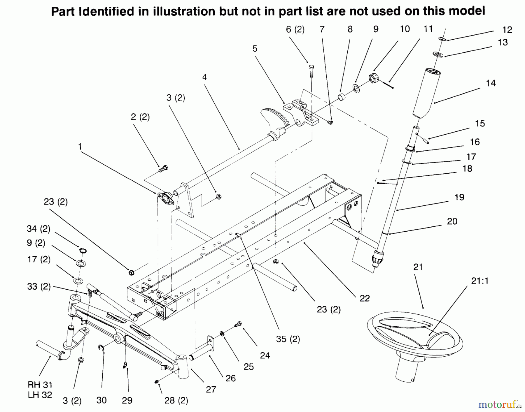  Toro Neu Mowers, Lawn & Garden Tractor Seite 1 73402 (314-8) - Toro 314-8 Garden Tractor, 1996 (6900001-6999999) FRAME STEERING