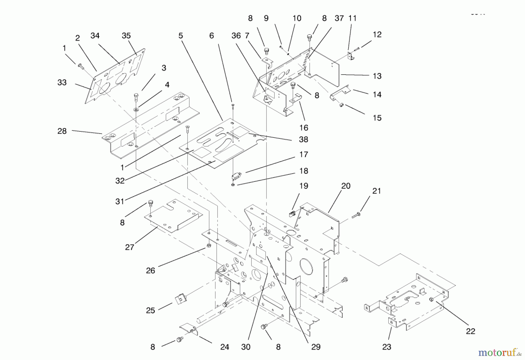  Toro Neu Mowers, Lawn & Garden Tractor Seite 1 73402 (314-8) - Toro 314-8 Garden Tractor, 1997 (7900001-7999999) HOODSTAND, CONSOLE