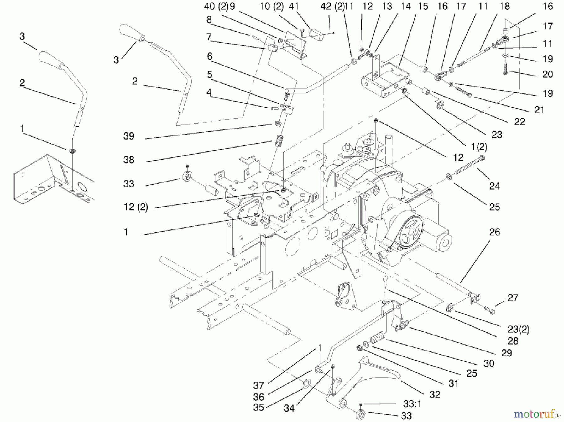  Toro Neu Mowers, Lawn & Garden Tractor Seite 1 73403 (314-H) - Toro 314-H Garden Tractor, 1996 (6900001-6999999) HYDRO CONTROLS, BRAKE