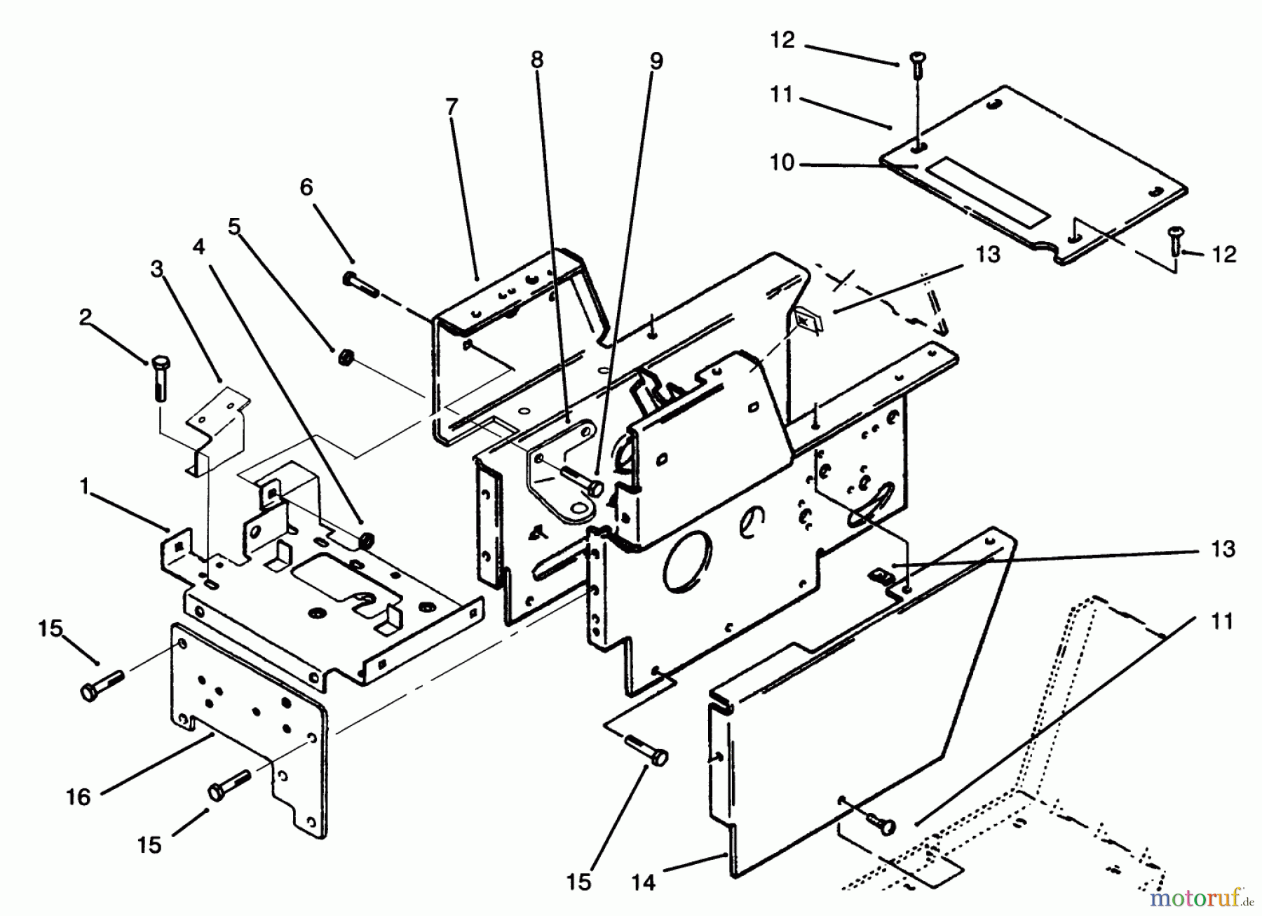  Toro Neu Mowers, Lawn & Garden Tractor Seite 1 73421 (416-H) - Toro 416-H Garden Tractor, 1995 (5901047-5999999) HOOD STAND AND SUPPORTS