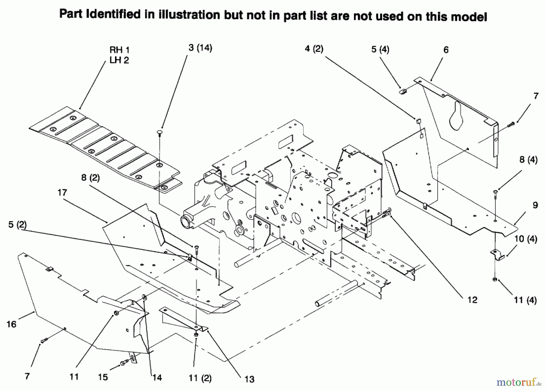  Toro Neu Mowers, Lawn & Garden Tractor Seite 1 73422 (416-8) - Toro 416-8 Garden Tractor, 1996 (6900001-6999999) FOOTRESTS