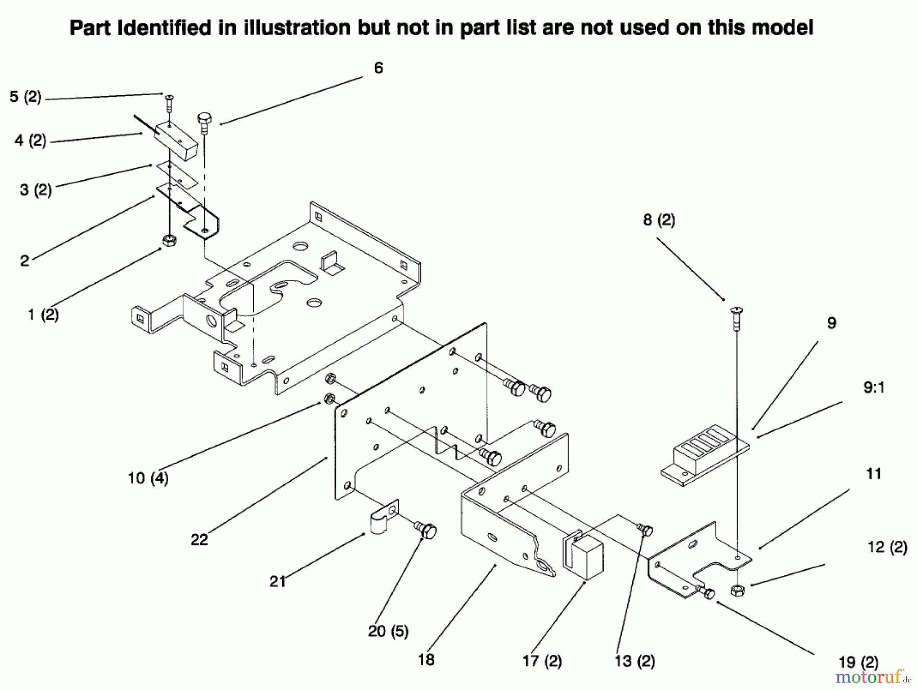  Toro Neu Mowers, Lawn & Garden Tractor Seite 1 73422 (416-8) - Toro 416-8 Garden Tractor, 1996 (6900001-6999999) FRONT PLATE, RELAYS