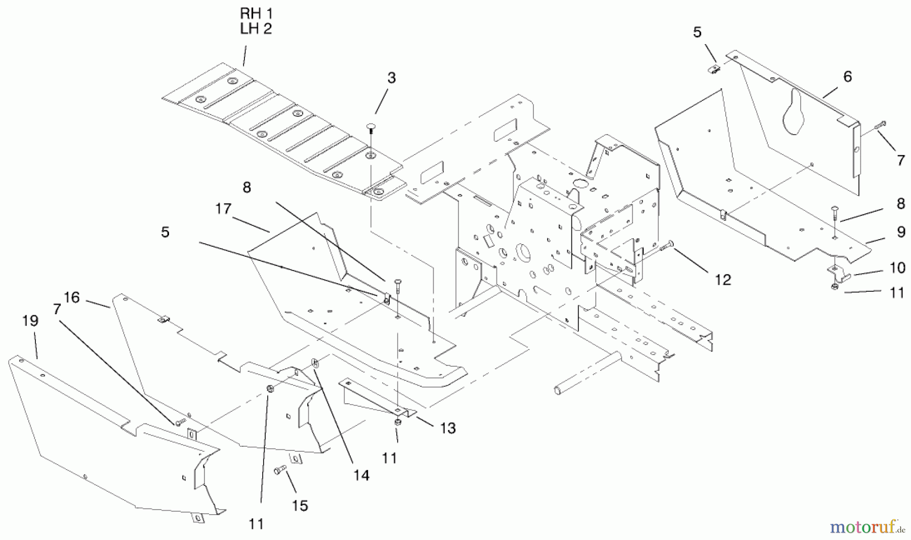  Toro Neu Mowers, Lawn & Garden Tractor Seite 1 73422 (416-8) - Toro 416-8 Garden Tractor, 1997 (7900001-7999999) FOOTREST & HOODSTAND SIDE COVERS