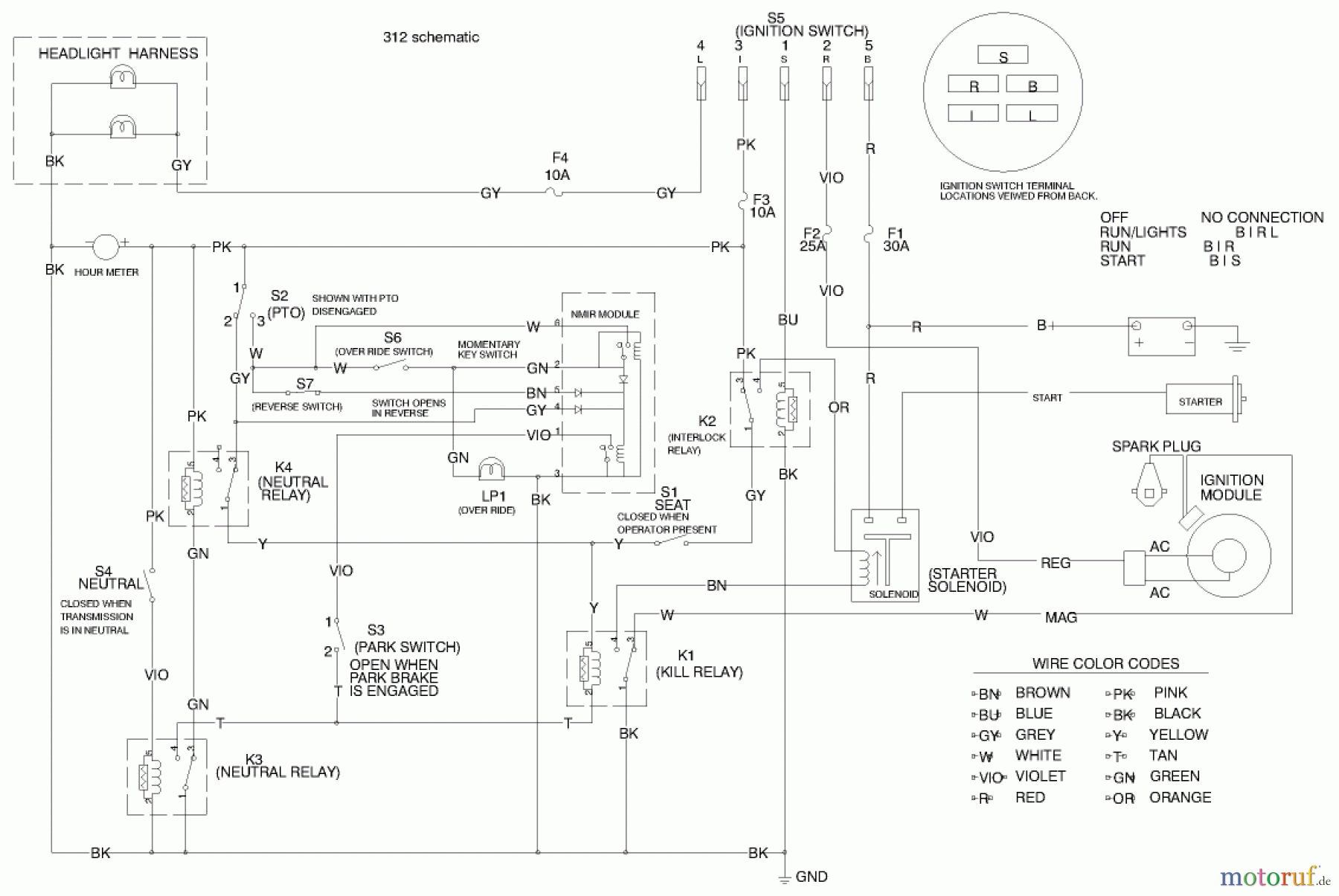  Toro Neu Mowers, Lawn & Garden Tractor Seite 1 73429 (312-8) - Toro 312-8 Garden Tractor, 1999 (9900001-9999999) ELECTRICAL SCHEMATIC (MODEL 73429 ONLY)