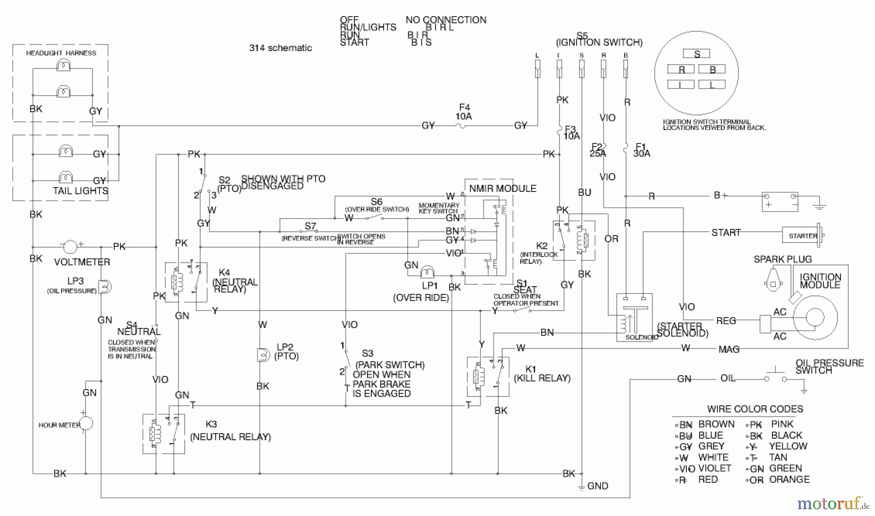  Toro Neu Mowers, Lawn & Garden Tractor Seite 1 73429 (312-8) - Toro 312-8 Garden Tractor, 1999 (9900001-9999999) ELECTRICAL SCHEMATIC (MODEL 73449 ONLY)