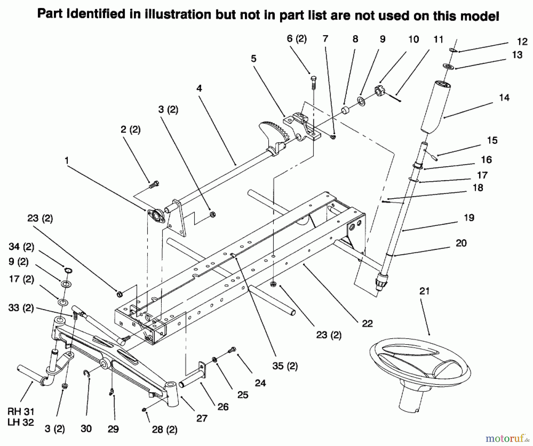  Toro Neu Mowers, Lawn & Garden Tractor Seite 1 73441 (416-8) - Toro 416-8 Garden Tractor, 1996 (69000001-69999999) FRAME STEERING