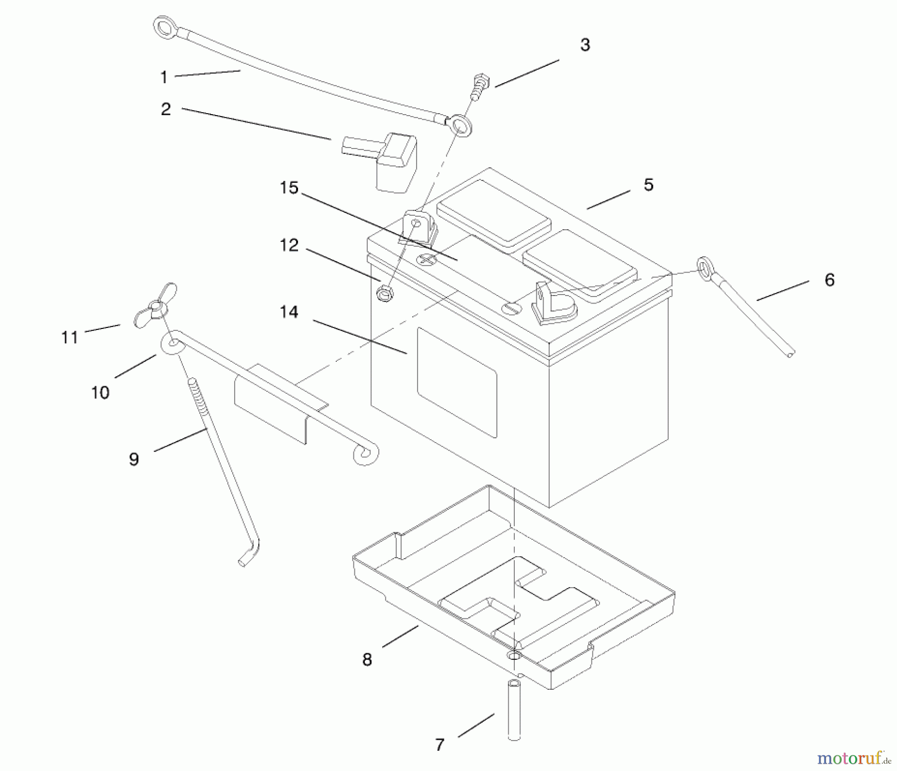  Toro Neu Mowers, Lawn & Garden Tractor Seite 1 73441 (416-8) - Toro 416-8 Garden Tractor, 1997 (7900001-7999999) BATTERY ASSEMBLY