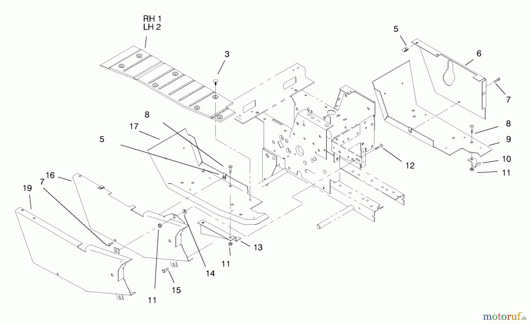  Toro Neu Mowers, Lawn & Garden Tractor Seite 1 73441 (416-8) - Toro 416-8 Garden Tractor, 1997 (7900001-7999999) FOOTREST & HOODSTAND SIDE COVERS