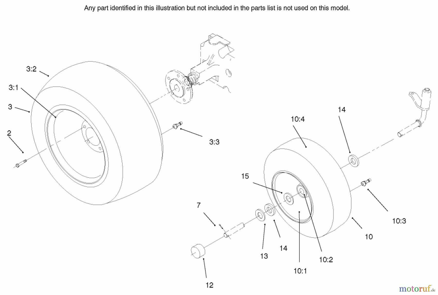  Toro Neu Mowers, Lawn & Garden Tractor Seite 1 73448 (314-8) - Toro 314-8 Garden Tractor, 1998 (8900500-8999999) WHEEL ASSEMBLIES