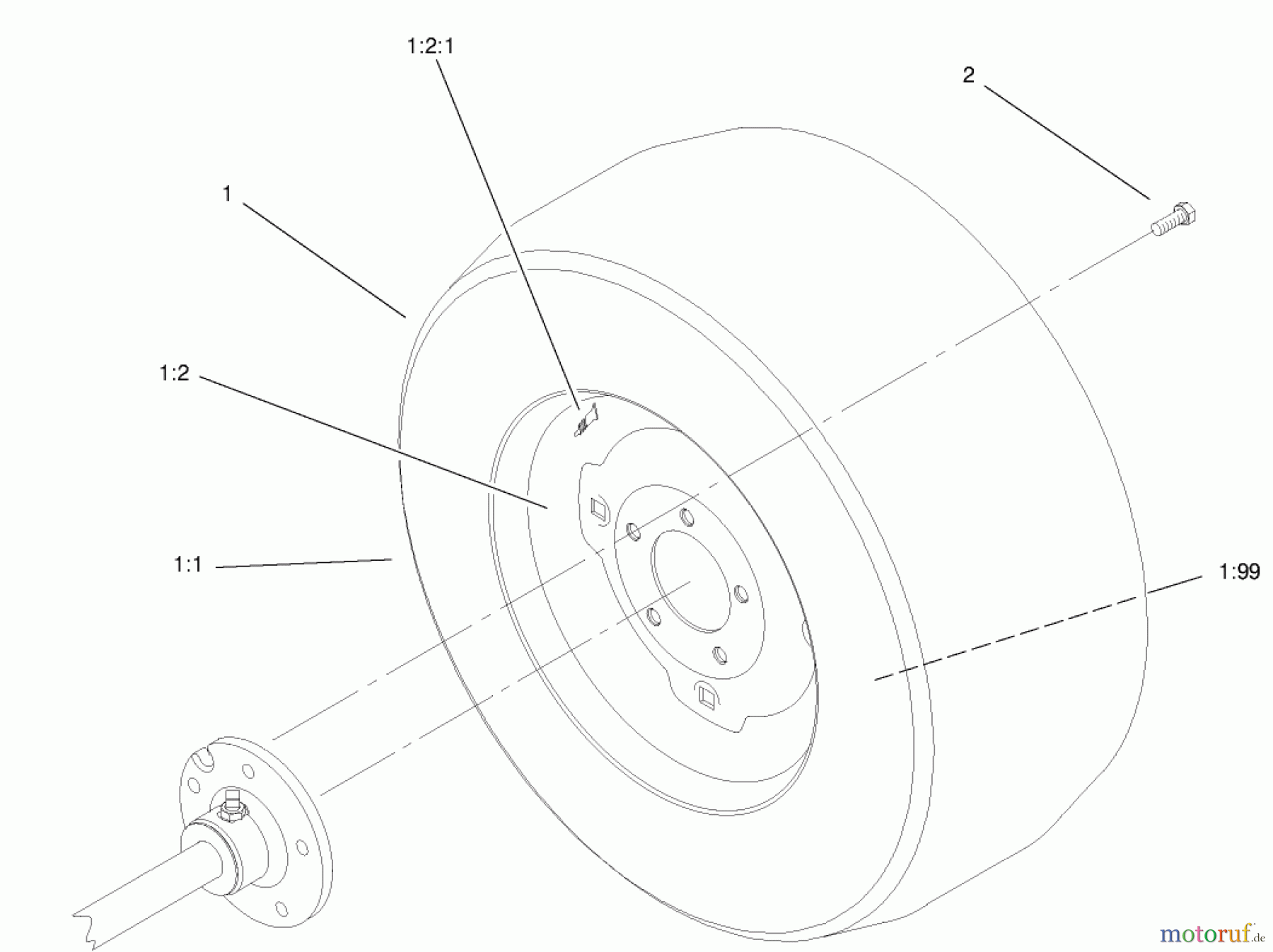  Toro Neu Mowers, Lawn & Garden Tractor Seite 1 73542 (520xi) - Toro 520xi Garden Tractor, 2000 (200000001-200999999) WHEEL ASSEMBLY