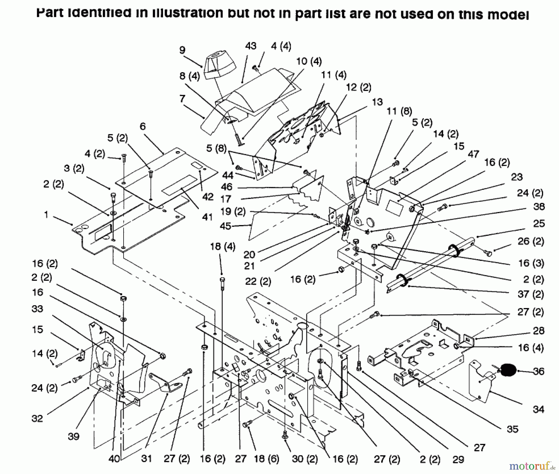  Toro Neu Mowers, Lawn & Garden Tractor Seite 1 73502 (520-H) - Toro 520-H Garden Tractor, 1996 (6900001-6999999) HOODSTAND, CONSOLE