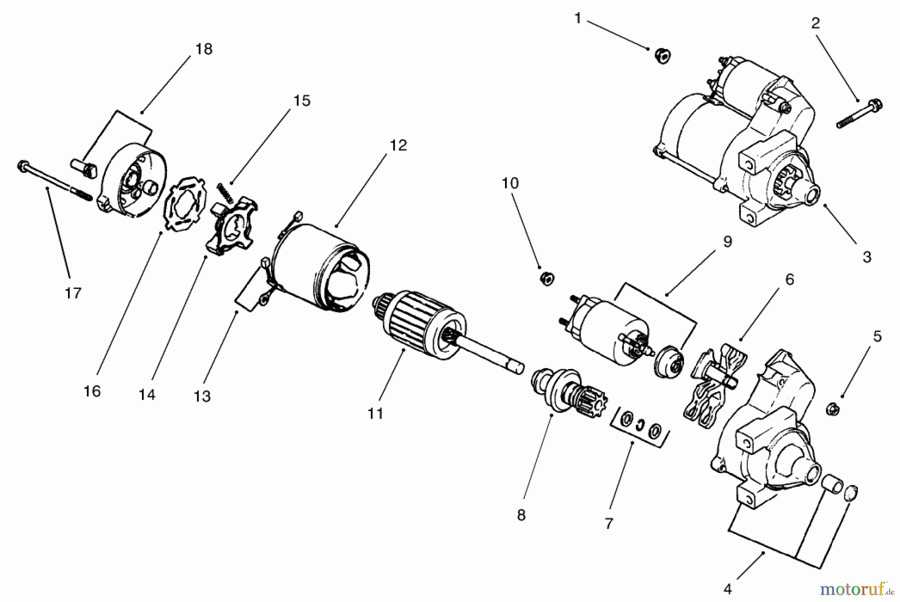  Toro Neu Mowers, Lawn & Garden Tractor Seite 1 73542 (520xi) - Toro 520xi Garden Tractor, 2004 (240000001-240999999) GROUP 7-STARTER ASSEMBLY