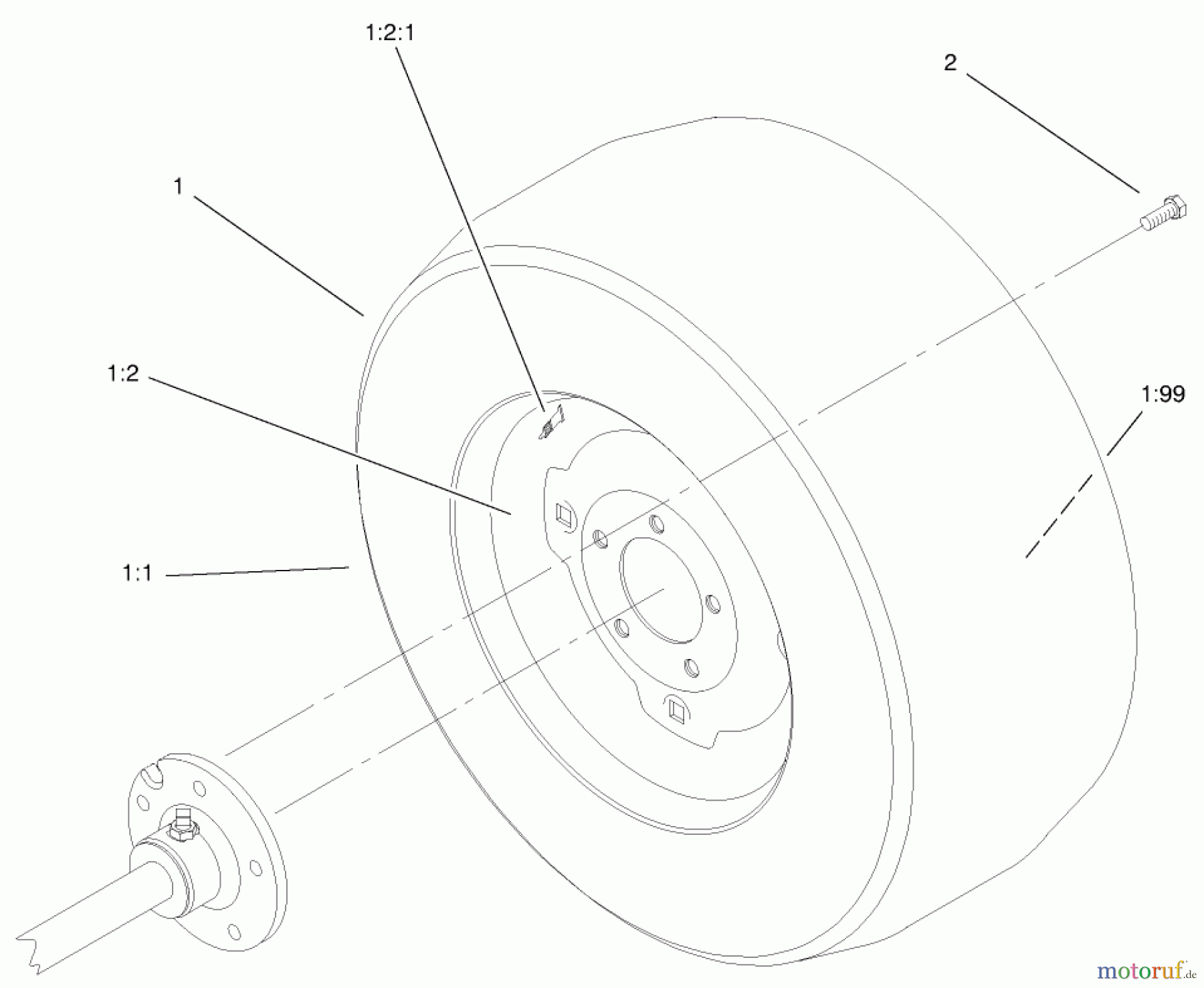  Toro Neu Mowers, Lawn & Garden Tractor Seite 1 73547 (520Lxi) - Toro 520Lxi Garden Tractor, 2000 (200000001-200000241) WHEEL ASSEMBLY