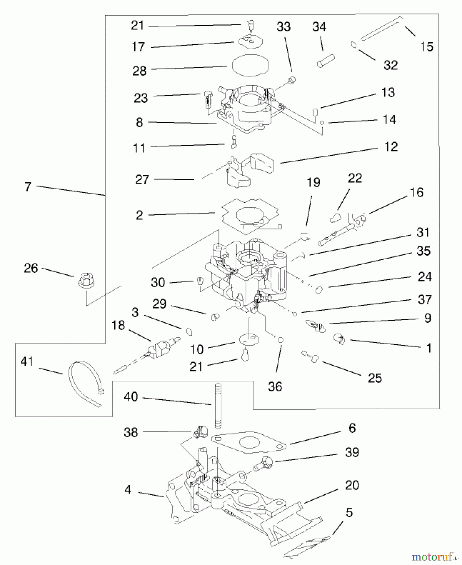  Toro Neu Mowers, Lawn & Garden Tractor Seite 1 73547 (520Lxi) - Toro 520Lxi Garden Tractor, 2000 (200000242-200999999) CARBURETOR ASSEMBLY