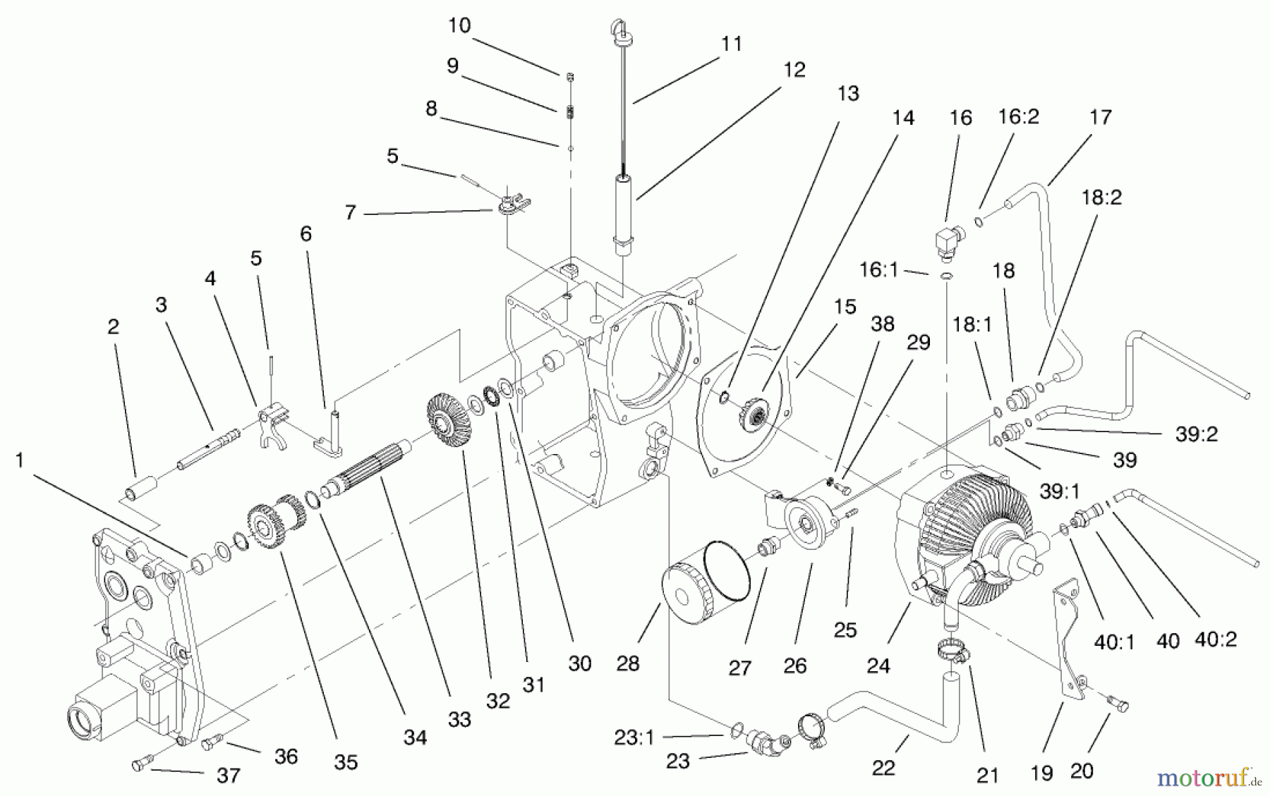  Toro Neu Mowers, Lawn & Garden Tractor Seite 1 73552 (523Dxi) - Toro 523Dxi Garden Tractor, 1999 (9900001-9999999) HYDRO TRANSAXLE ASSEMBLY #2