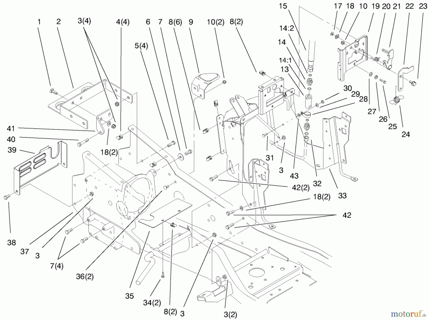  Toro Neu Mowers, Lawn & Garden Tractor Seite 1 73560 (522xi) - Toro 522xi Garden Tractor, 1998 (8900001-8999999) STEERING TOWER AND FUEL TANK ASSEMBLY