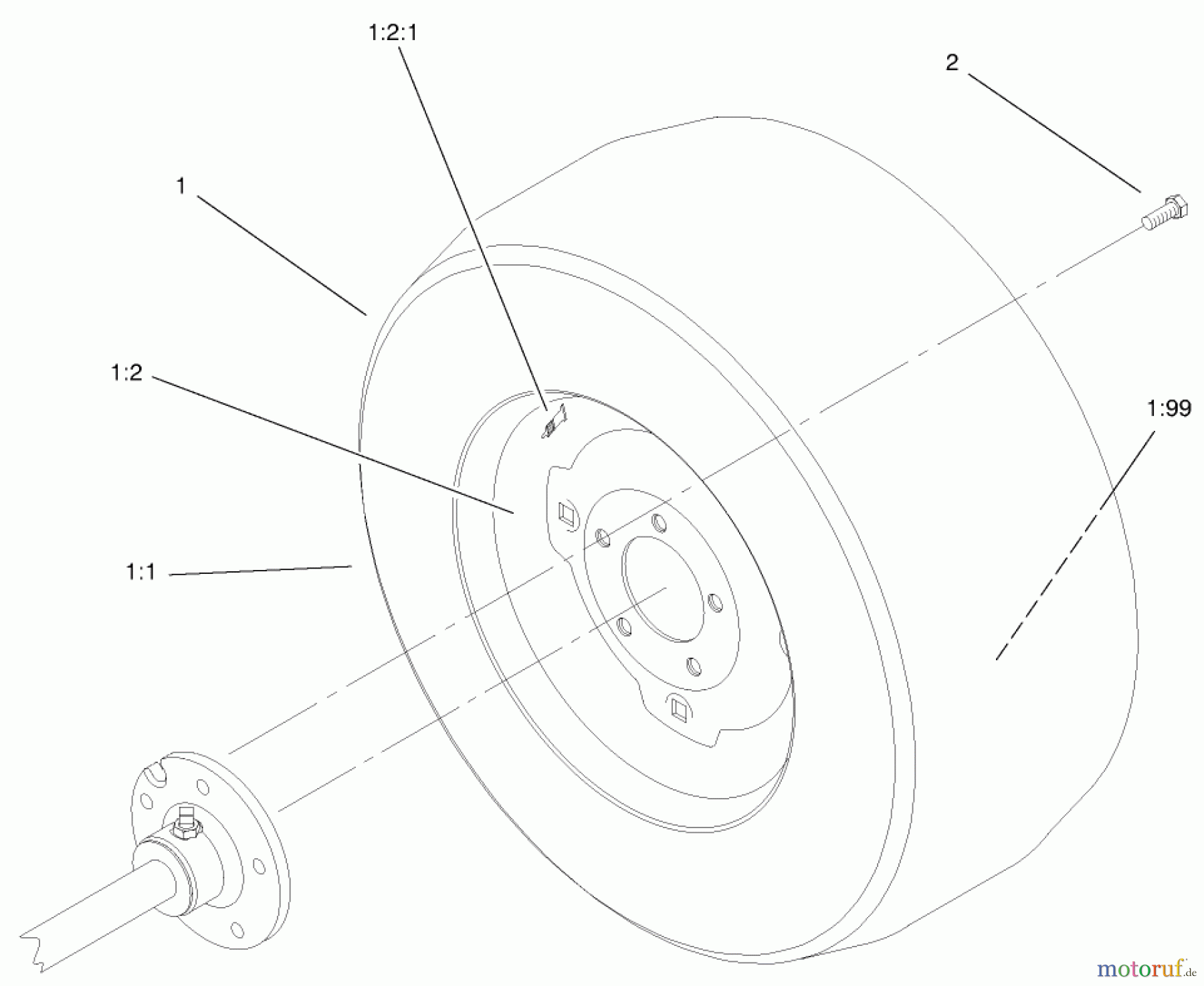  Toro Neu Mowers, Lawn & Garden Tractor Seite 1 73561 (522xi) - Toro 522xi Garden Tractor, 1999 (9900001-9999999) WHEEL ASSEMBLY