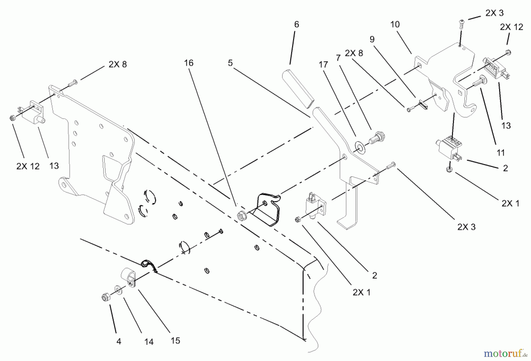  Toro Neu Mowers, Lawn & Garden Tractor Seite 1 73570 (520xi) - Toro 520xi Garden Tractor, 2003 (230000001-230999999) UPPER PARKING BRAKE ASSEMBLY