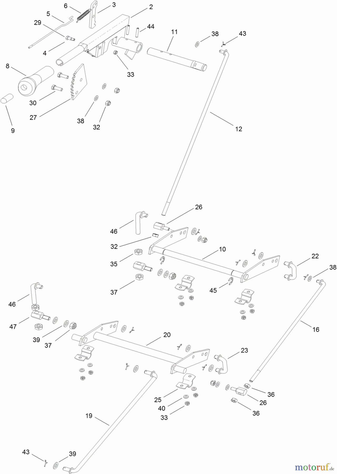  Toro Neu Mowers, Lawn & Garden Tractor Seite 1 74560 (DH 140) - Toro DH 140 Lawn Tractor, 2011 (311000001-311999999) MOWER LIFT ASSEMBLY