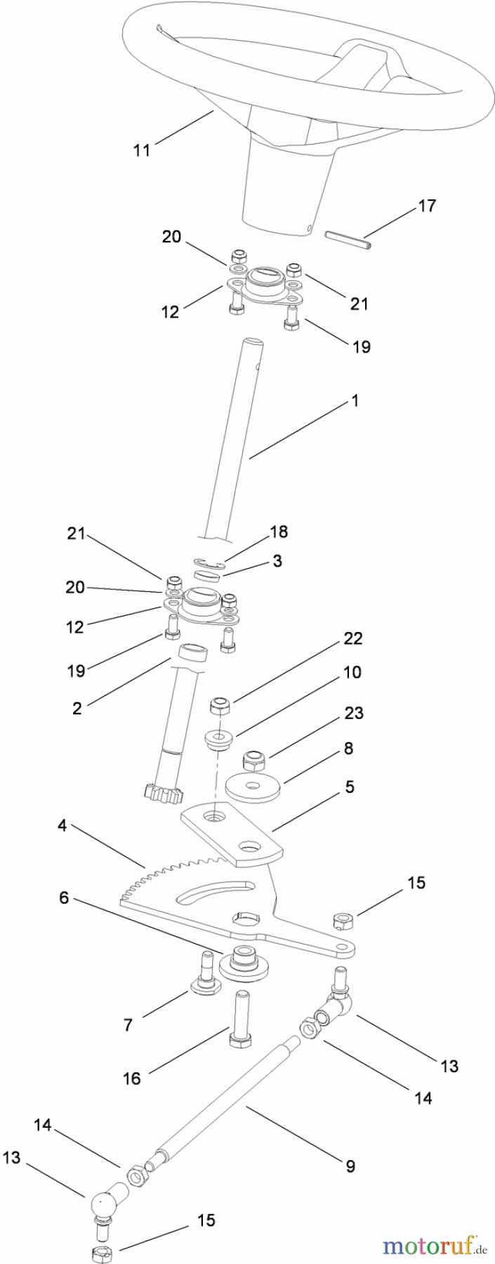  Toro Neu Mowers, Lawn & Garden Tractor Seite 1 74560 (DH 140) - Toro DH 140 Lawn Tractor, 2011 (311000001-311999999) STEERING CONTROL ASSEMBLY