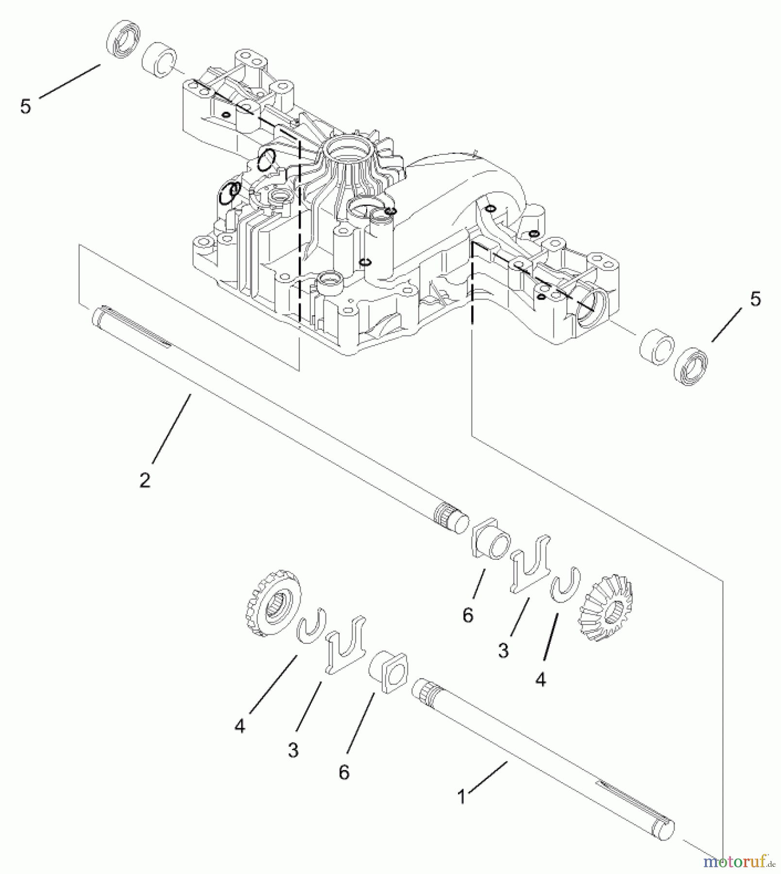  Toro Neu Mowers, Lawn & Garden Tractor Seite 1 74570 (DH 210) - Toro DH 210 Lawn Tractor, 2006 (260000001-260999999) AXLE SHAFT ASSEMBLY TRANSMISSION ASSEMBLY NO. 104-2889