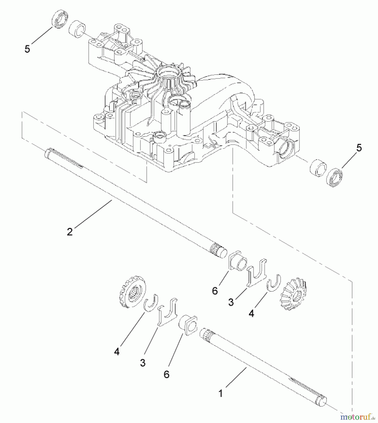  Toro Neu Mowers, Lawn & Garden Tractor Seite 1 74571 (DH 200) - Toro DH 200 Lawn Tractor, 2006 (260000001-260999999) AXLE SHAFT ASSEMBLY TRANSMISSION ASSEMBLY NO. 104-2889