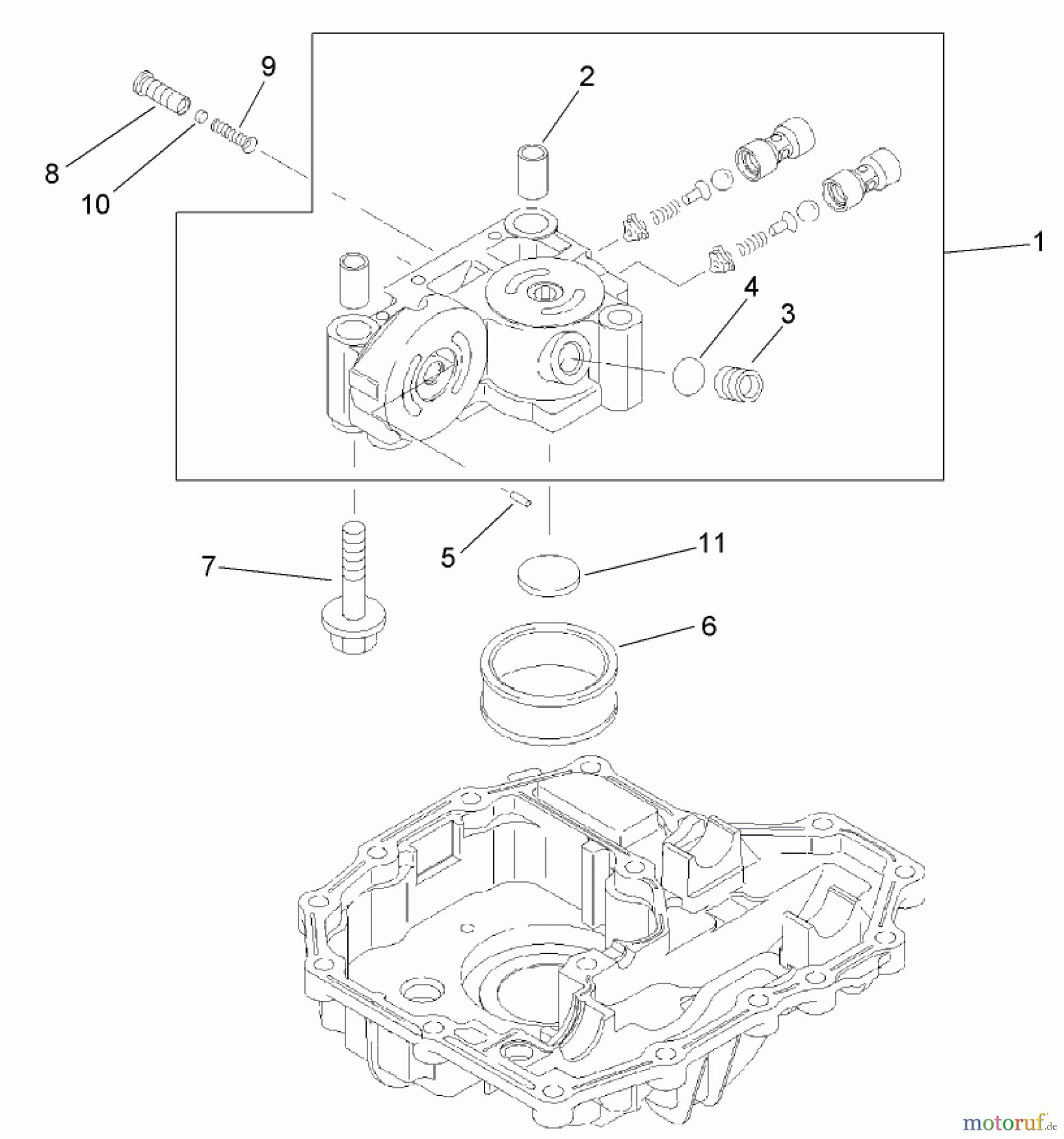  Toro Neu Mowers, Lawn & Garden Tractor Seite 1 74571 (DH 200) - Toro DH 200 Lawn Tractor, 2006 (260000001-260999999) CENTER CASE ASSEMBLY TRANSMISSION ASSEMBLY NO. 104-2889