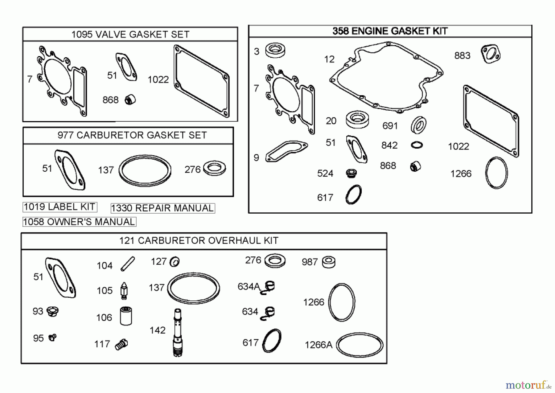  Toro Neu Mowers, Lawn & Garden Tractor Seite 1 74571 (DH 200) - Toro DH 200 Lawn Tractor, 2006 (260000001-260999999) GASKET ASSEMBLY BRIGGS AND STRATTON 282H79-23502