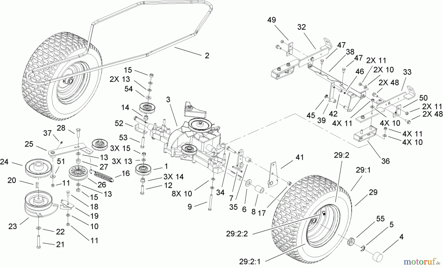  Toro Neu Mowers, Lawn & Garden Tractor Seite 1 74573 (DH 200) - Toro DH 200 Lawn Tractor, 2007 (270000001-270999999) TRANSMISSION DRIVE ASSEMBLY