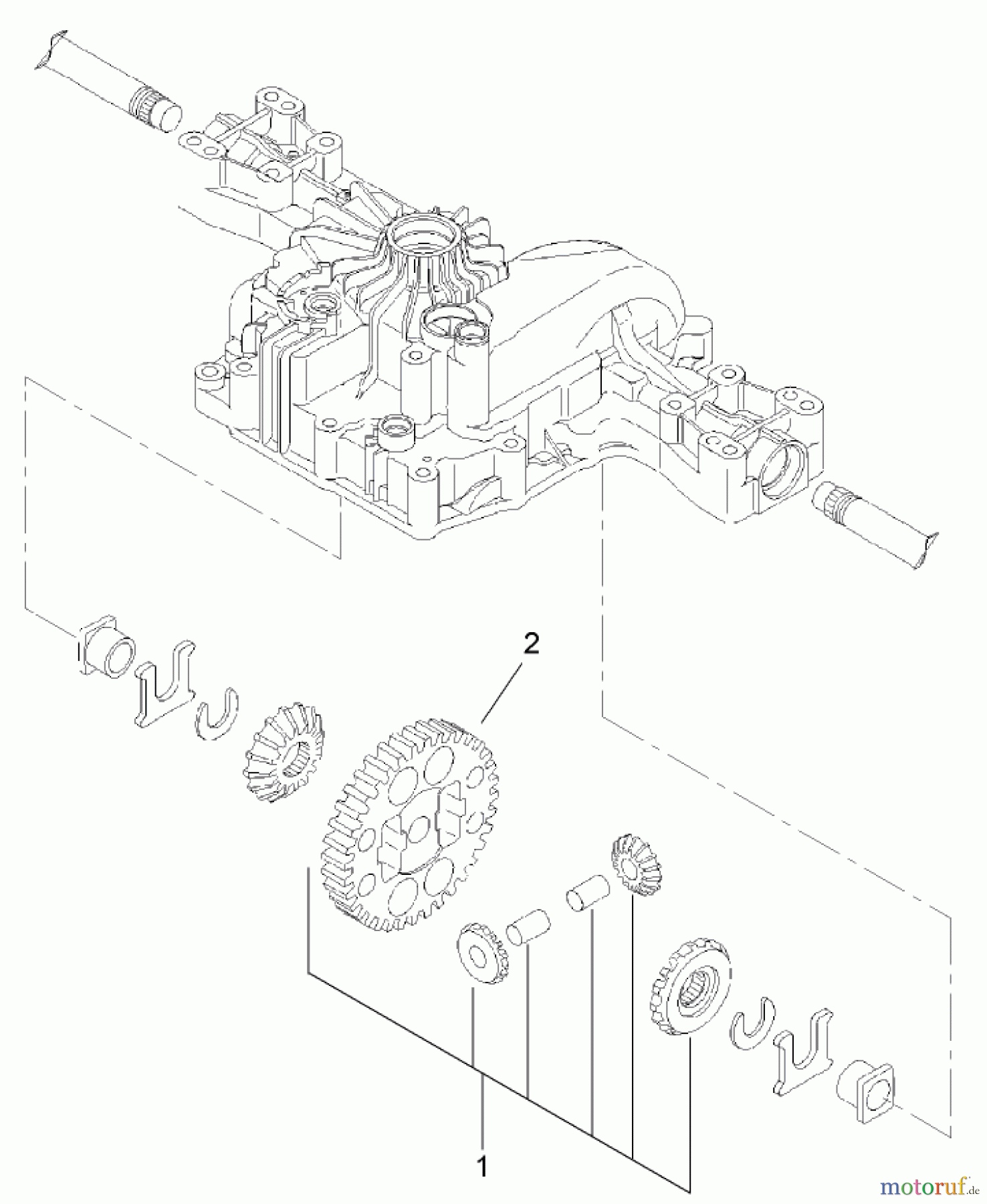  Toro Neu Mowers, Lawn & Garden Tractor Seite 1 74573 (DH 200) - Toro DH 200 Lawn Tractor, 2009 (290000481-290999999) DIFFERENTIAL GEAR ASSEMBLY TRANSMISSION ASSEMBLY NO. 114-3155