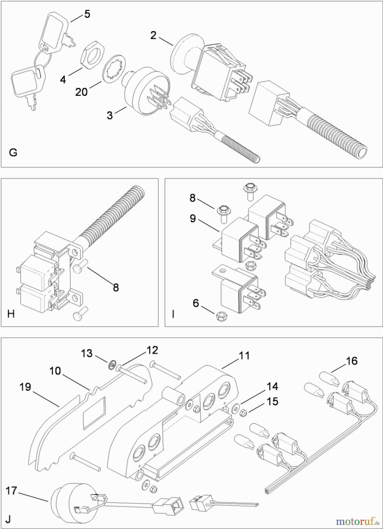  Toro Neu Mowers, Lawn & Garden Tractor Seite 1 74573 (DH 200) - Toro DH 200 Lawn Tractor, 2010 (310000001-310999999) ELECTRICAL SWITCH NO. 2 ASSEMBLY