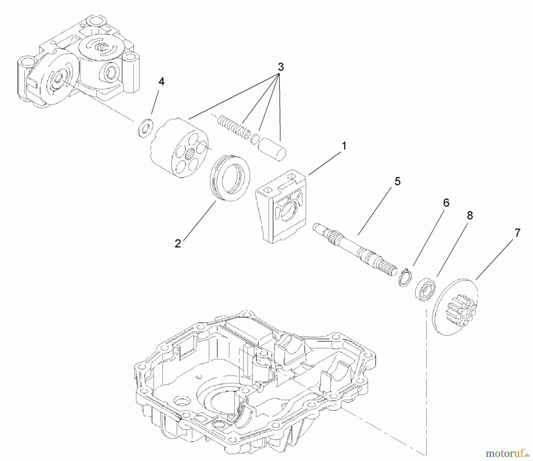  Toro Neu Mowers, Lawn & Garden Tractor Seite 1 74582 (DH 210) - Toro DH 210 Lawn Tractor, 2007 (270000001-270999999) MOTOR SHAFT ASSEMBLY TRANSMISSION ASSEMBLY NO. 104-2889