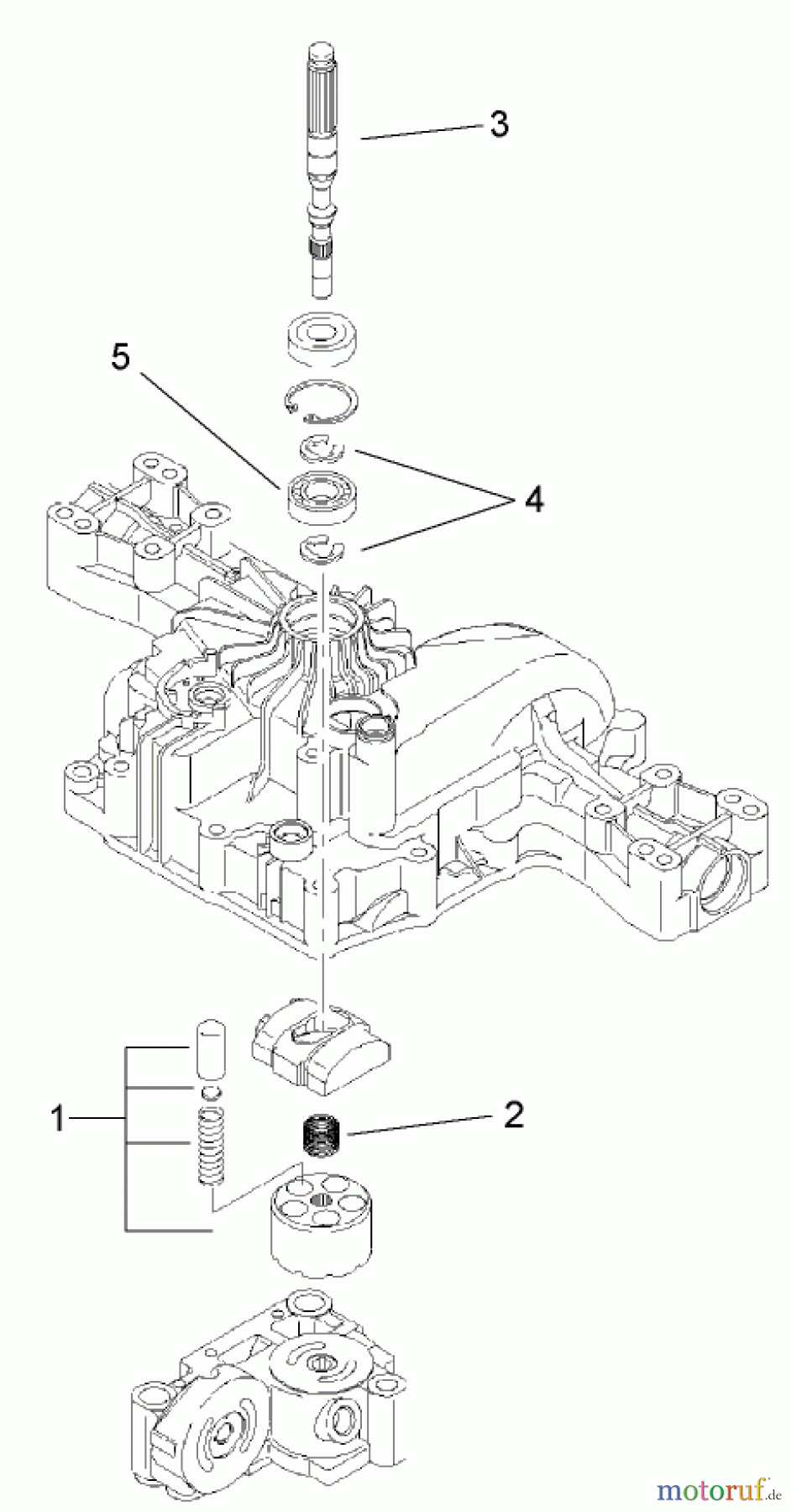  Toro Neu Mowers, Lawn & Garden Tractor Seite 1 74582 (DH 210) - Toro DH 210 Lawn Tractor, 2007 (270000001-270999999) PUMP SHAFT ASSEMBLY TRANSMISSION ASSEMBLY NO. 104-2889