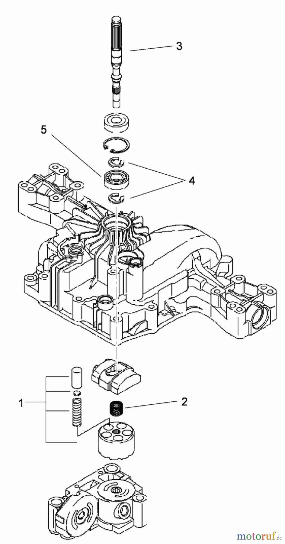  Toro Neu Mowers, Lawn & Garden Tractor Seite 1 74582 (DH 210) - Toro DH 210 Lawn Tractor, 2010 (310000001-310999999) PUMP SHAFT ASSEMBLY TRANSMISSION ASSEMBLY NO. 114-3155