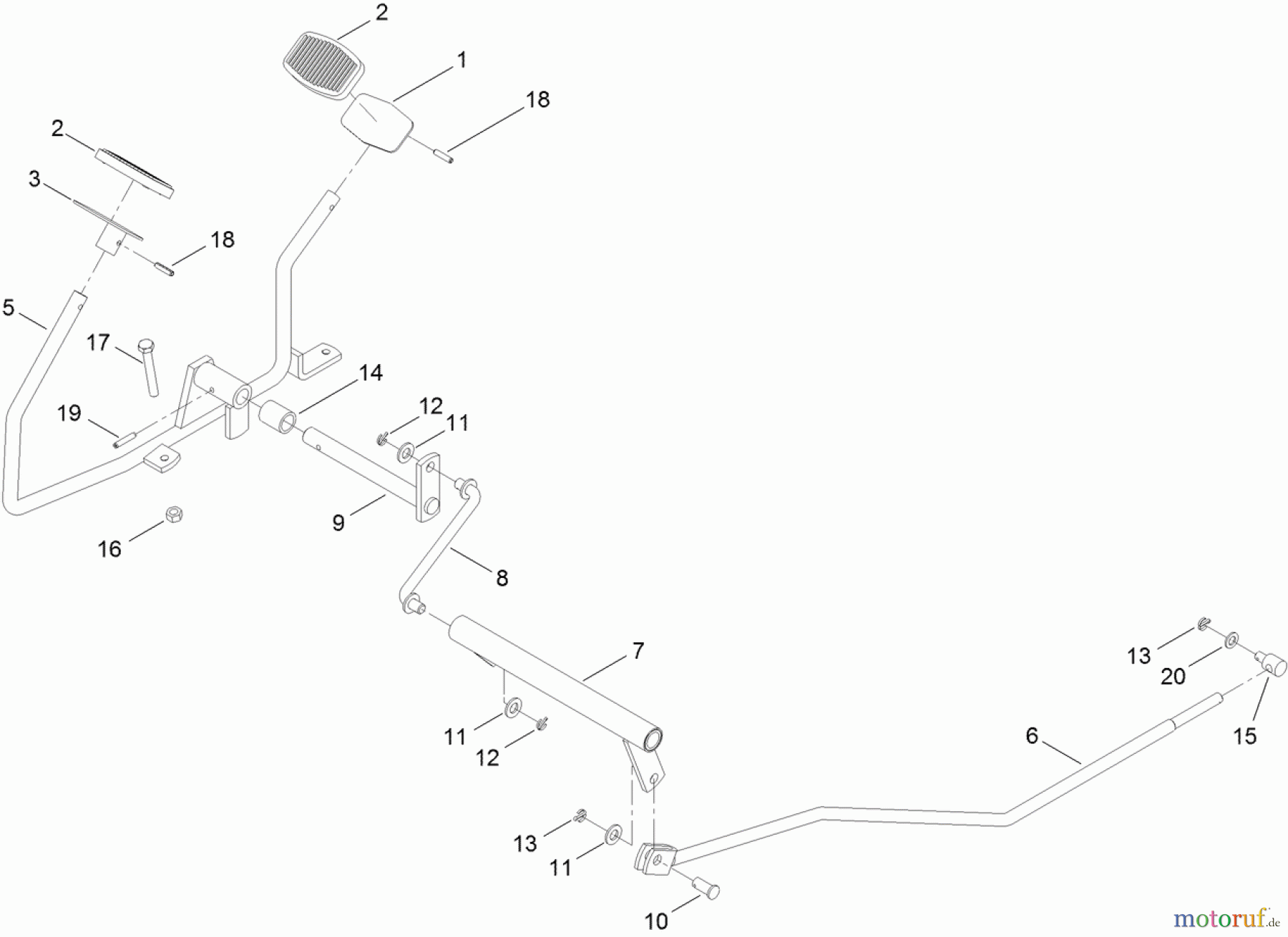  Toro Neu Mowers, Lawn & Garden Tractor Seite 1 74582 (DH 210) - Toro DH 210 Lawn Tractor, 2011 (311000001-311999999) OPERATION - TRAVEL PEDAL ASSEMBLY