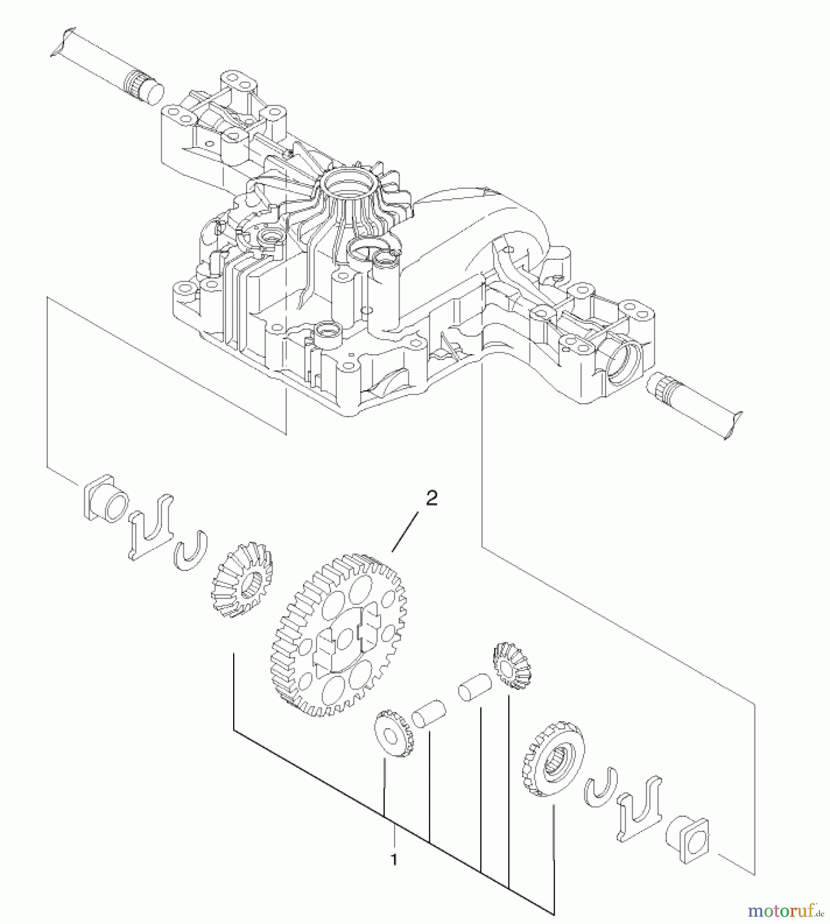  Toro Neu Mowers, Lawn & Garden Tractor Seite 1 74590 (190-DH) - Toro 190-DH Lawn Tractor, 2002 (220000001-220999999) DIFFERENTIAL GEAR ASSEMBLY