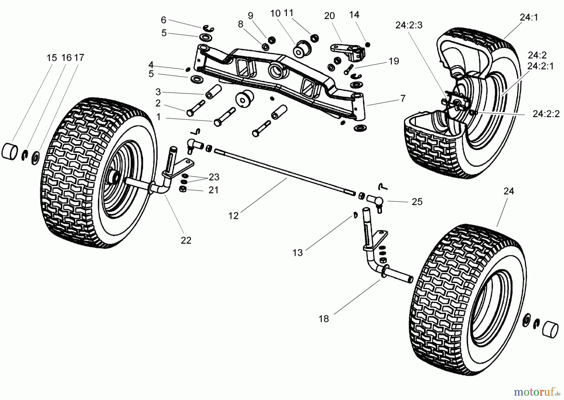  Toro Neu Mowers, Lawn & Garden Tractor Seite 1 74590 (190-DH) - Toro 190-DH Lawn Tractor, 2004 (240000001-240999999) FRONT AXLE ASSEMBLY