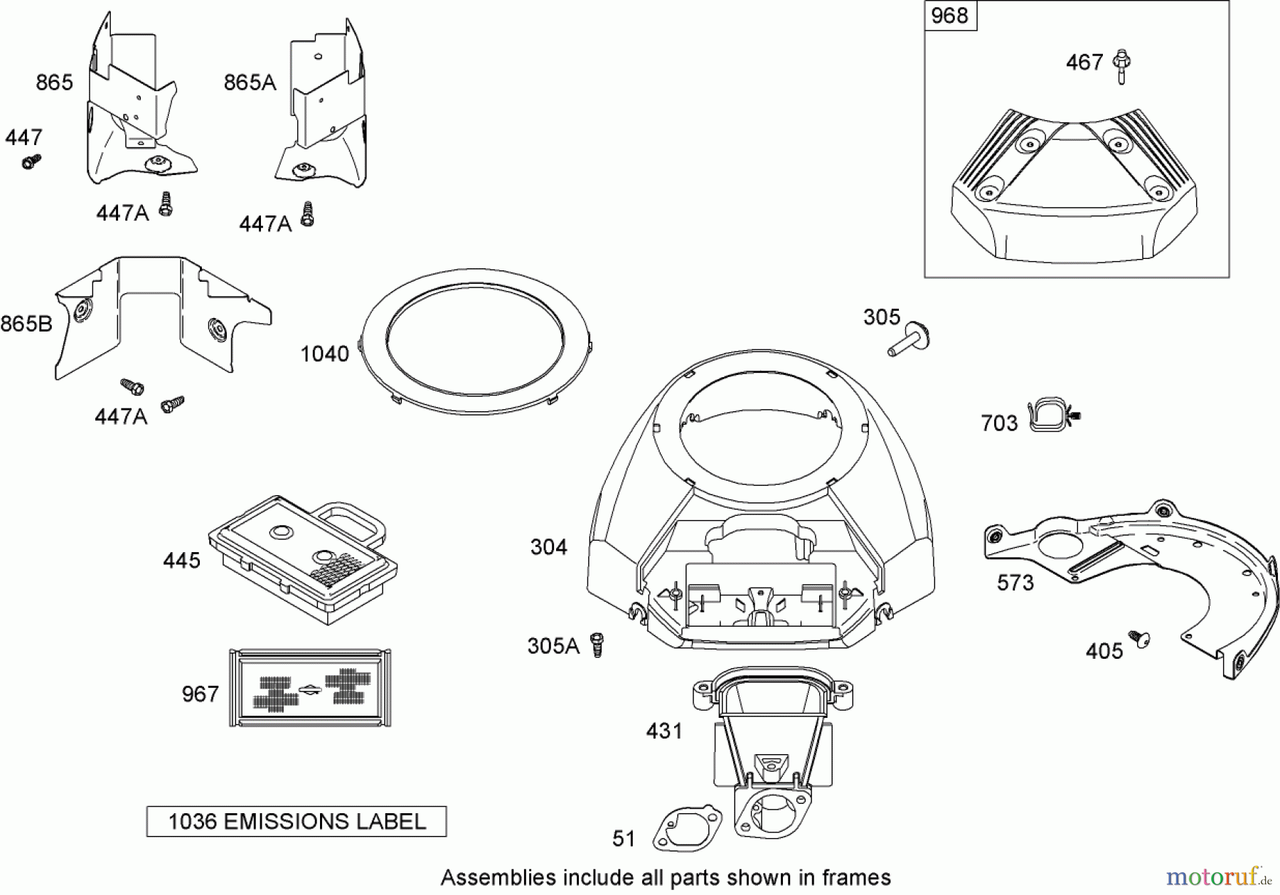  Toro Neu Mowers, Lawn & Garden Tractor Seite 1 74592 (DH 220) - Toro DH 220 Lawn Tractor, 2007 (270000001-270000651) BLOWER HOUSING ASSEMBLY BRIGGS AND STRATTON 441677-0136-E1