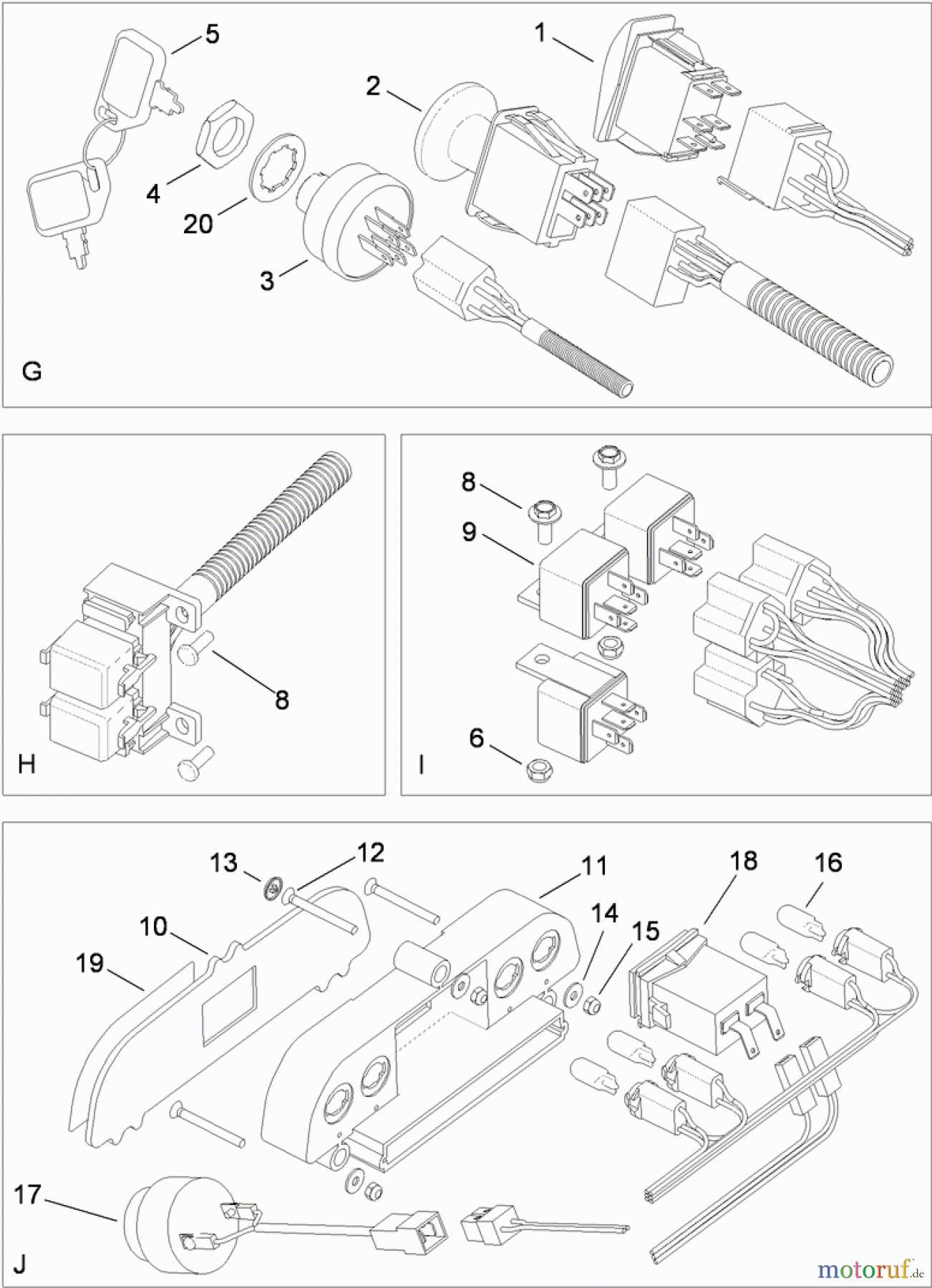  Toro Neu Mowers, Lawn & Garden Tractor Seite 1 74593 (DH 220) - Toro DH 220 Lawn Tractor, 2010 (310000001-310999999) ELECTRICAL SWITCH ASSEMBLY NO. 2