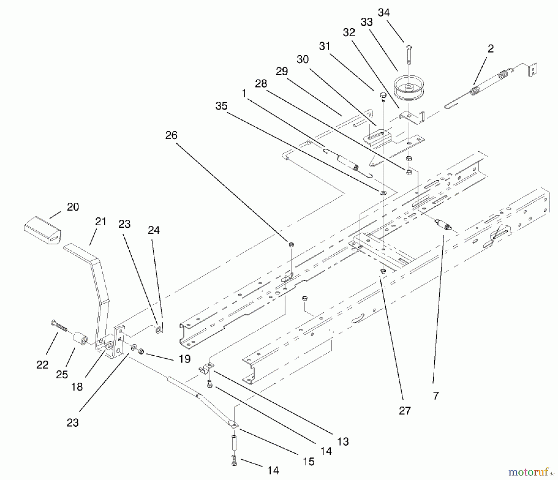  Toro Neu Mowers, Lawn & Garden Tractor Seite 1 77104 (16-38H) - Toro 16-38H Lawn Tractor, 2000 (200000001-200999999) TRACTION CLUTCHING COMPONENTS ASSEMBLY