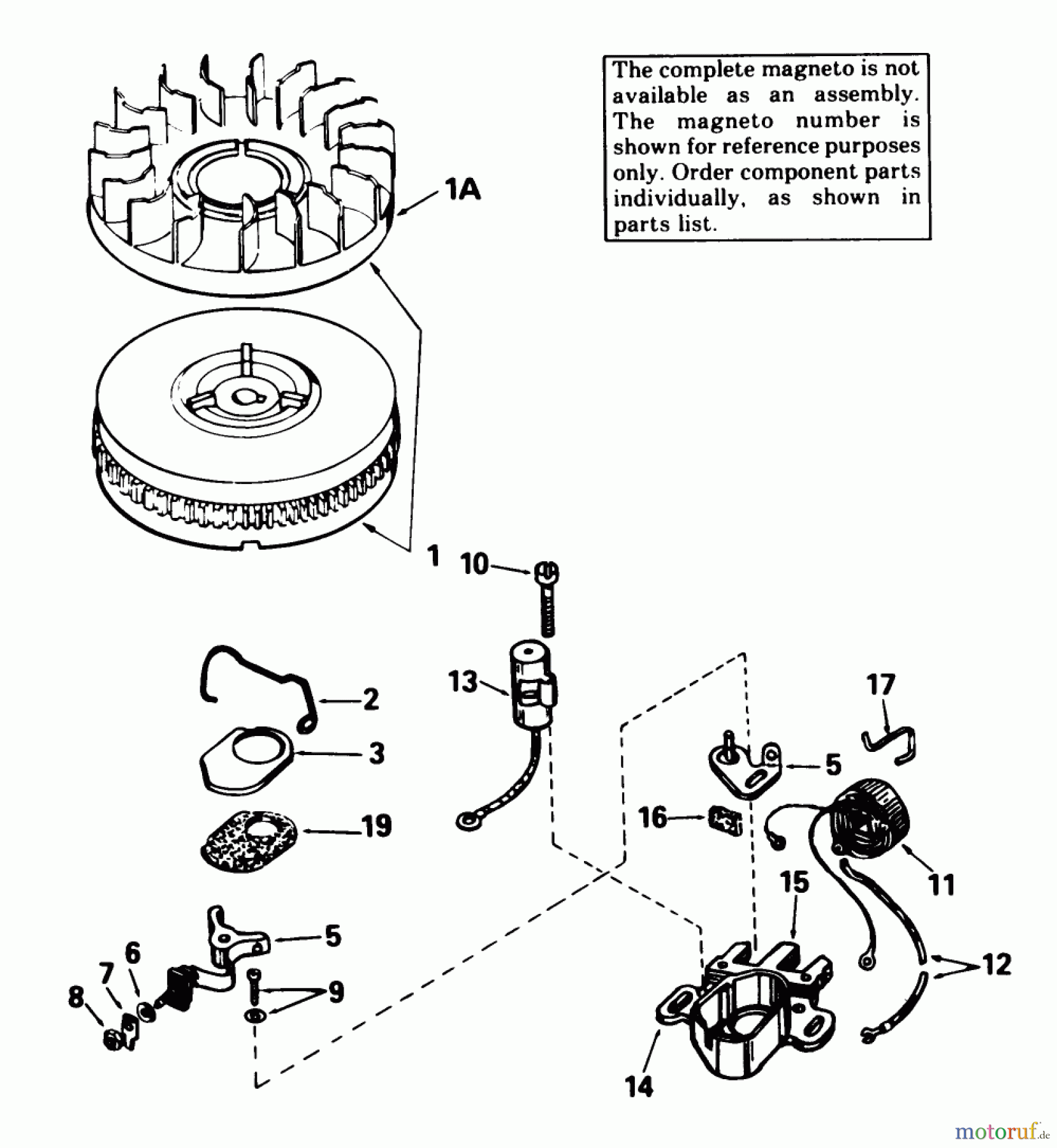  Toro Neu Mowers, Rear-Engine Rider 56125 (7-25) - Toro 7-25 Rear Engine Rider, 1983 (3000001-3999999) MAGNETO NO. 611043