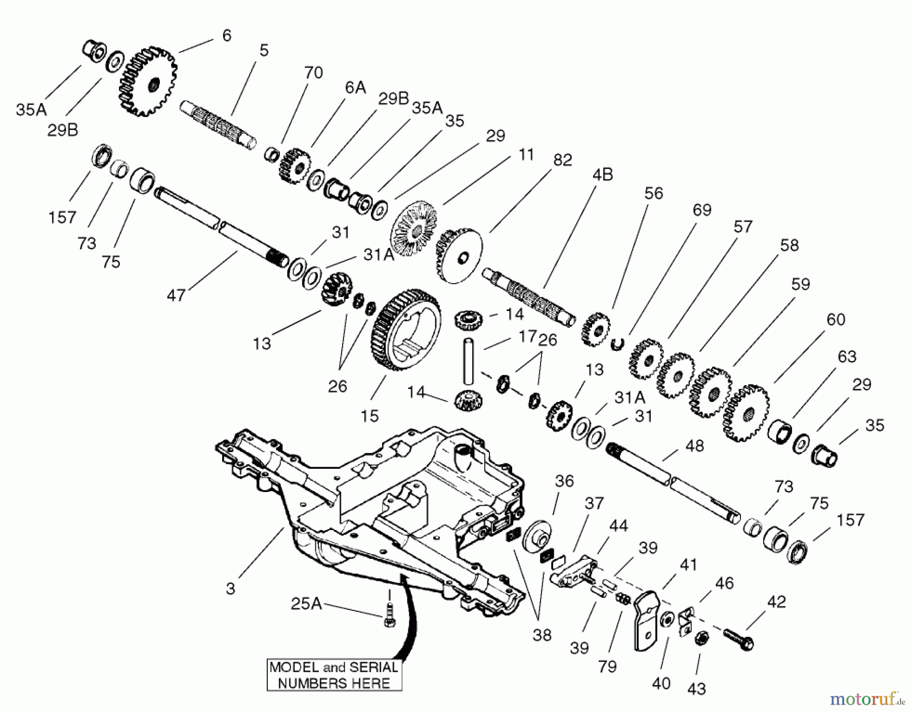  Toro Neu Mowers, Rear-Engine Rider 70125 (13-32G) - Toro 13-32G Rear Engine Rider, 2002 (220000001-220999999) CASE ASSEMBLY PEERLESS NO. MST-542D