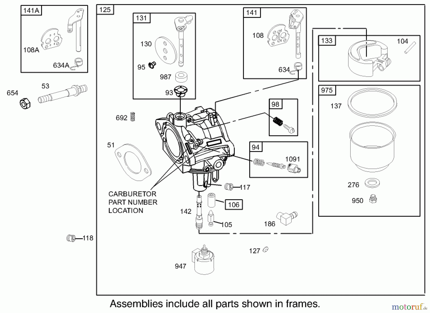  Toro Neu Mowers, Rear-Engine Rider 70185 (13-32G) - Toro 13-32G Rear-Engine Riding Mower, 2004 (240000001-240999999) CARBURETOR ASSEMBLY BRIGGS AND STRATTON 31G777-0121-E1